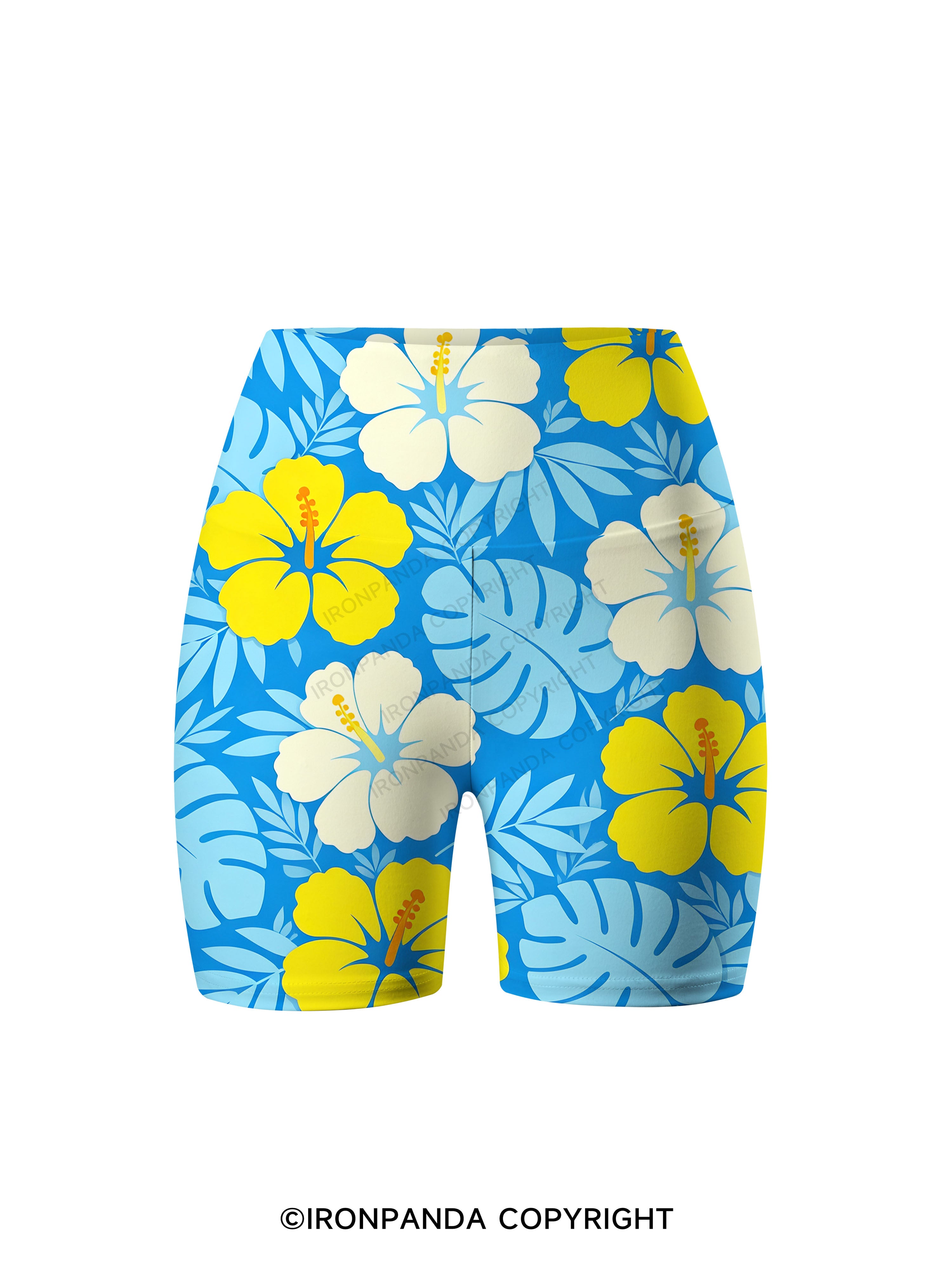 Tropical Hibiscus Printed Yoga Cycling Shorts