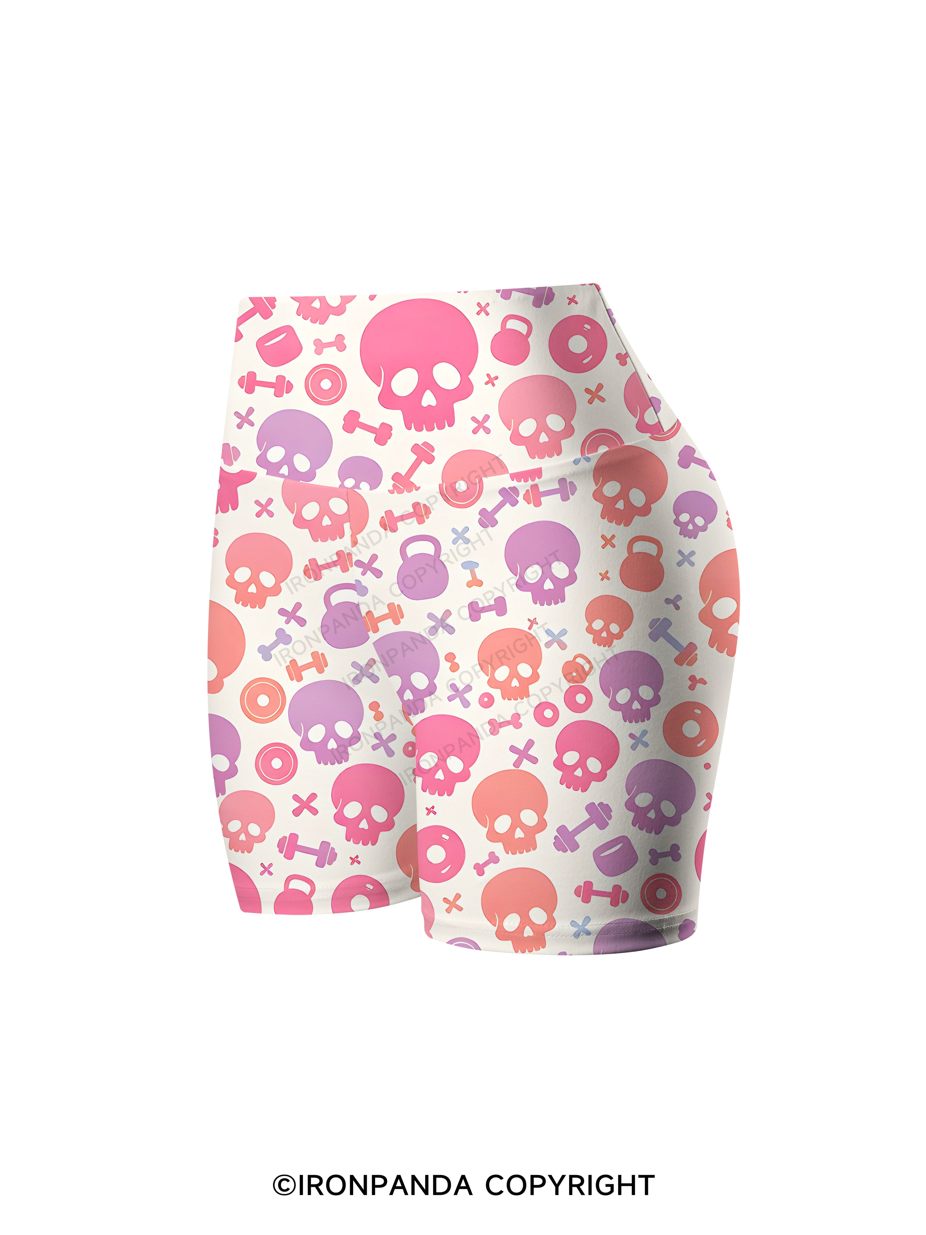 Pastel Skull Fitness Printed Yoga Cycling Shorts
