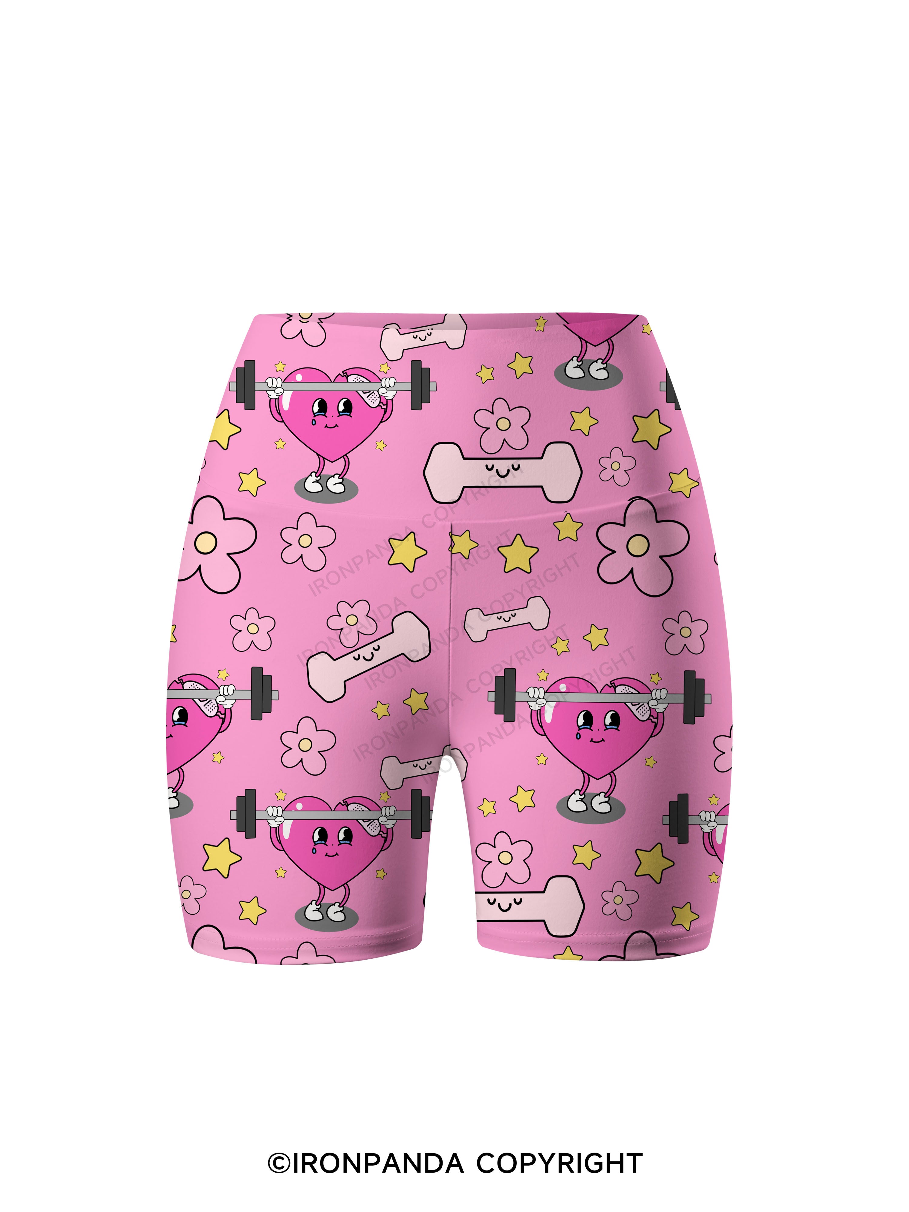 Sweet Pump Heart Printed Yoga Cycling Shorts