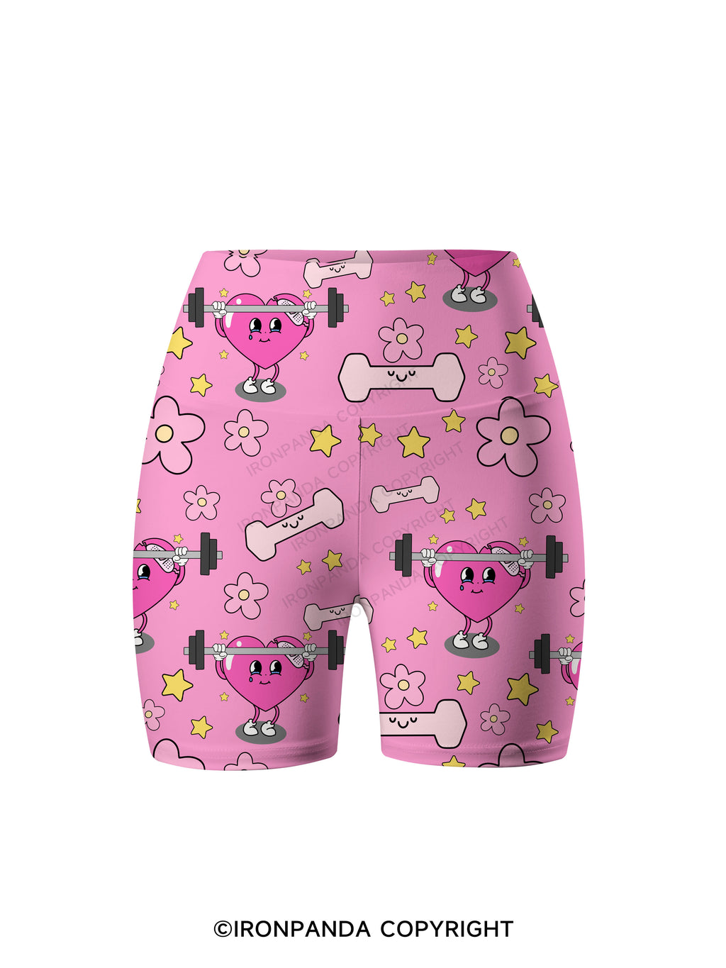 Sweet Pump Heart Printed Yoga Cycling Shorts