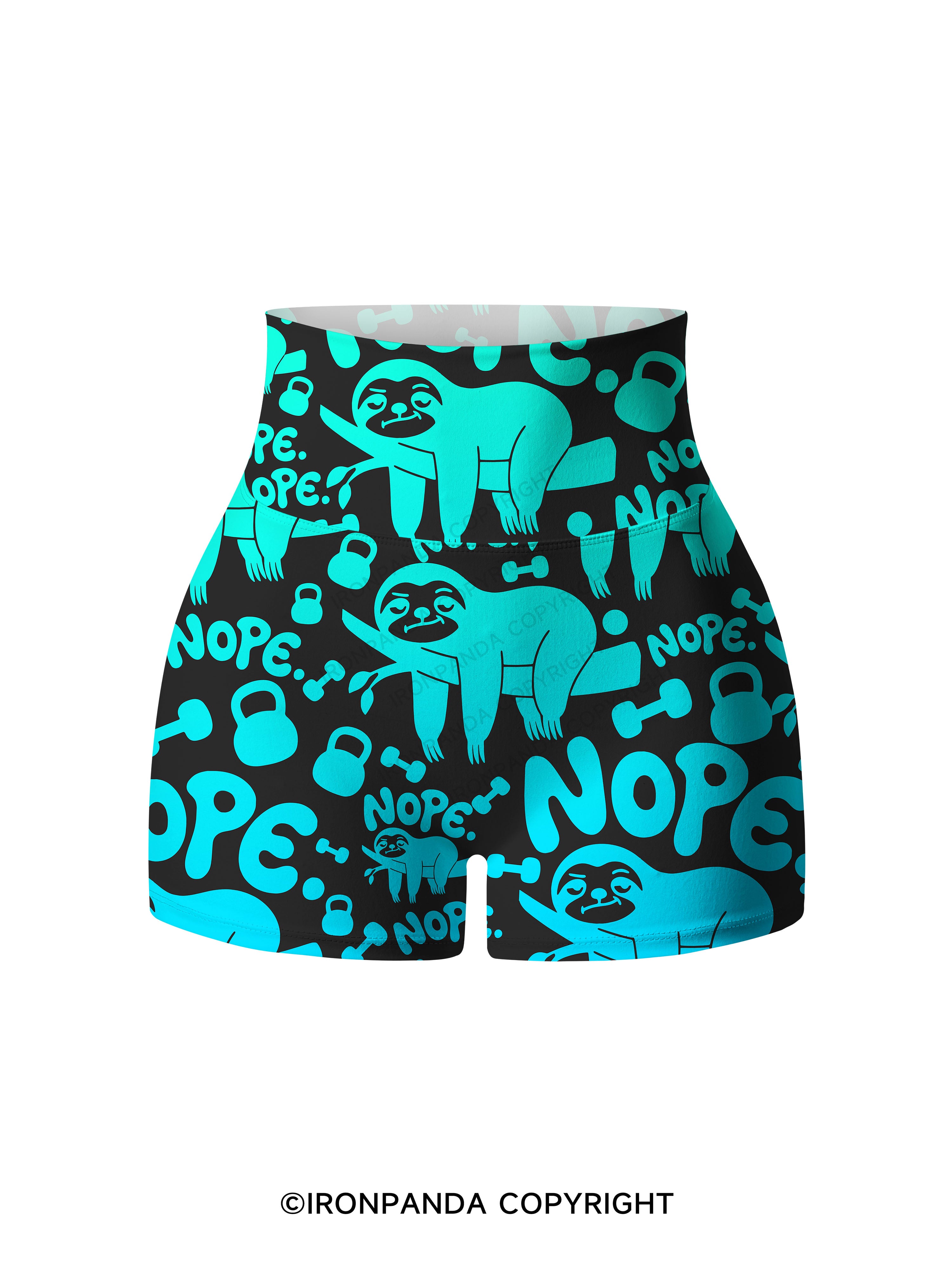 NO TODAY SLOTH FUNNY Printed Yoga Shorts
