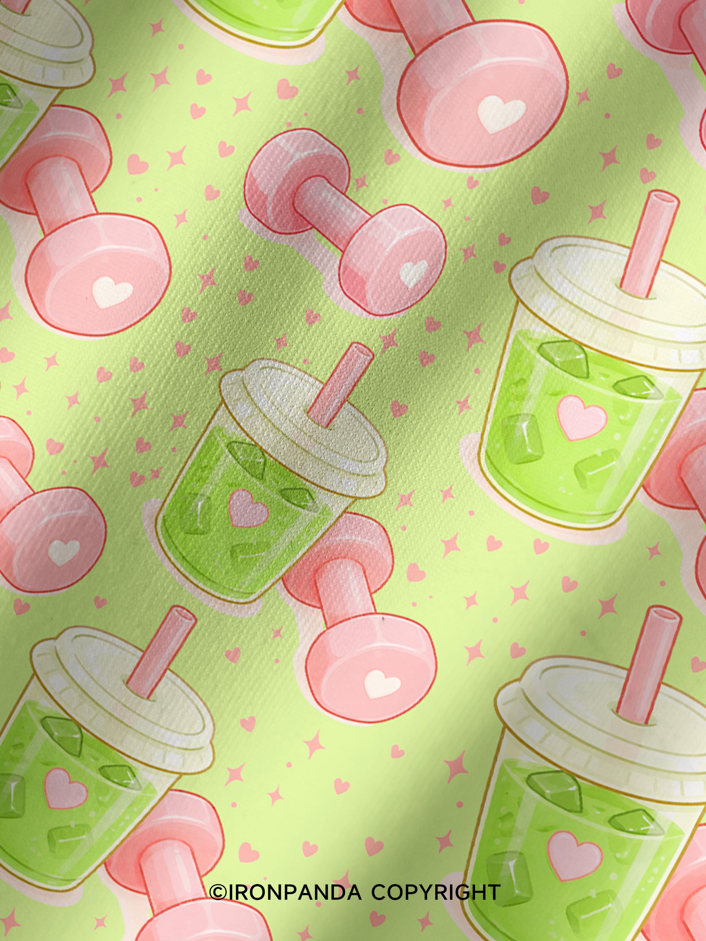 MATCHA & DUMBBELLS Printed Yoga Shorts