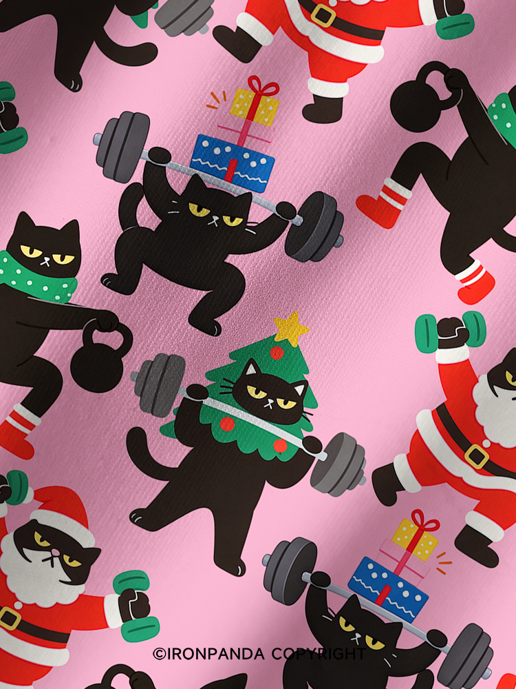 WEIGHTLIFTING BLACK CAT CHRISTMAS WORKOUT Printed Yoga Shorts