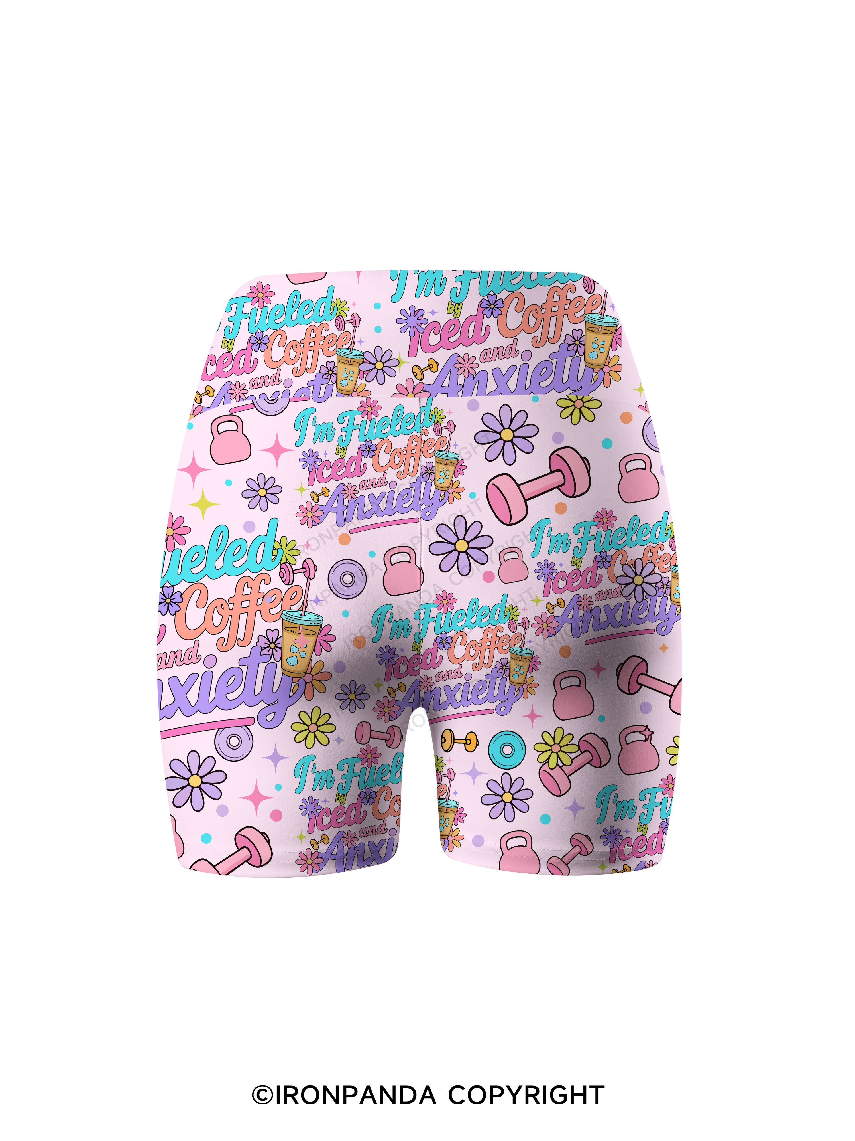 Fueled by Iced Coffee and Anxiety Printed Yoga Cycling Shorts