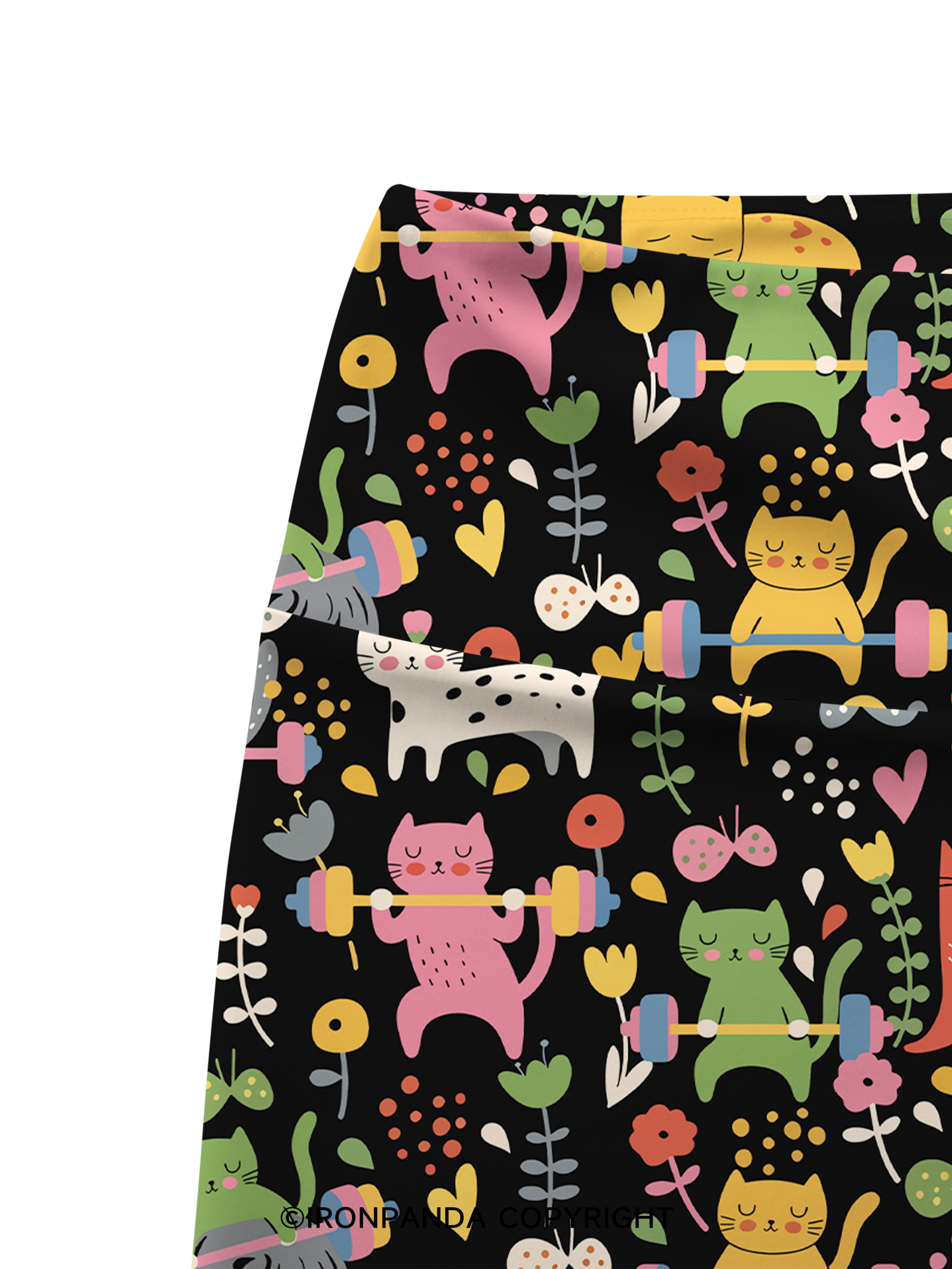 Cats Lift Heavy Printed Yoga Cycling Shorts