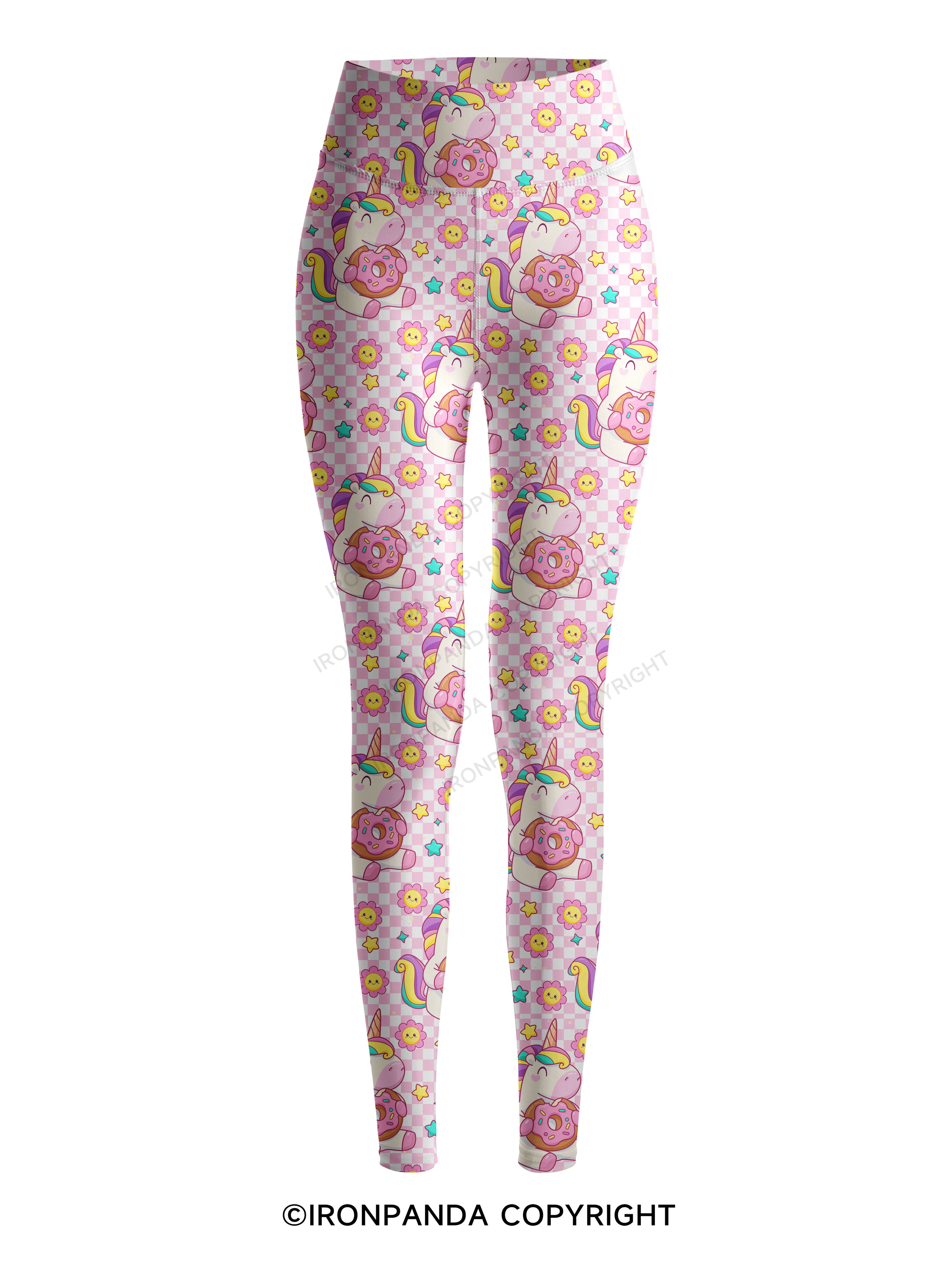 Checkerboard Gym Unicorn Printed Yoga Pants