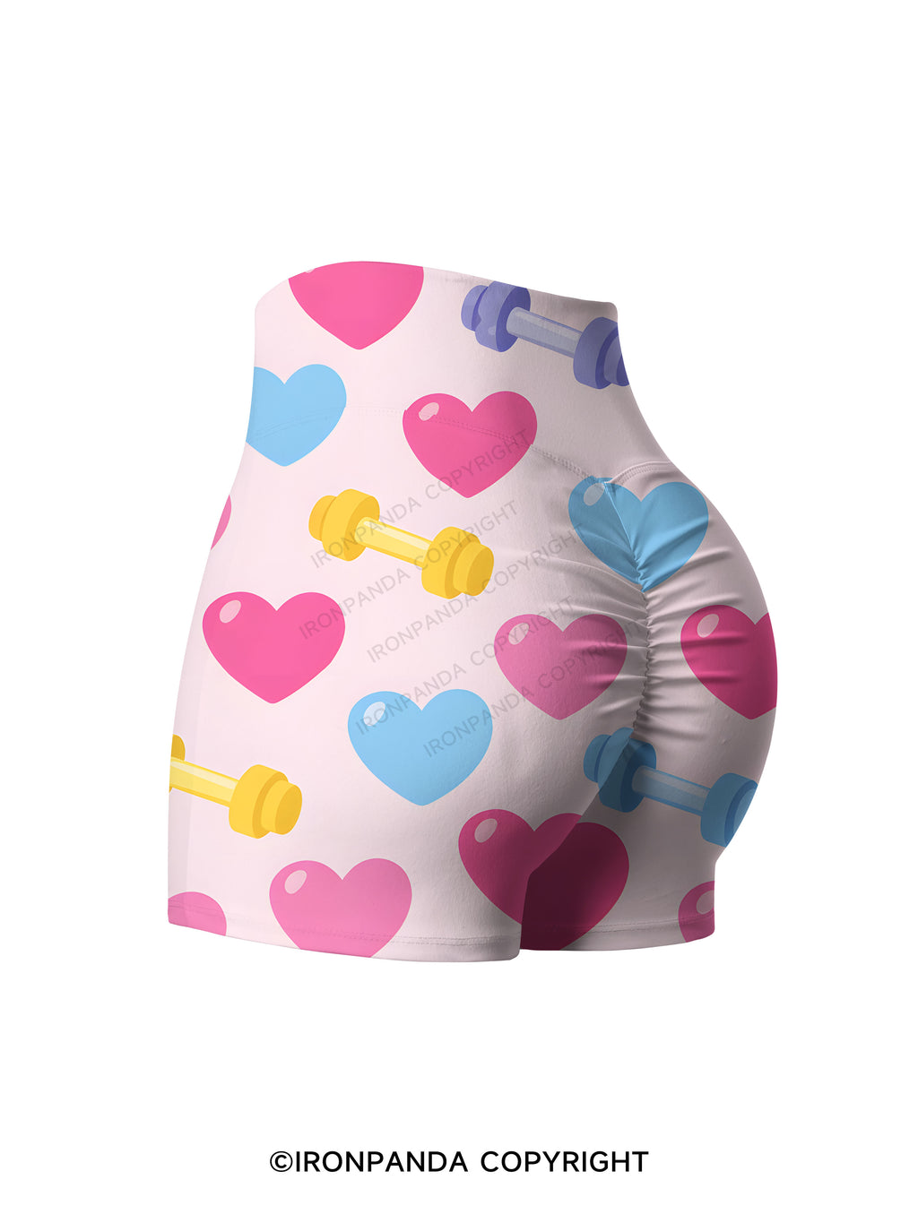 Sweet Heart & Dumbbell Printed Yoga Shorts