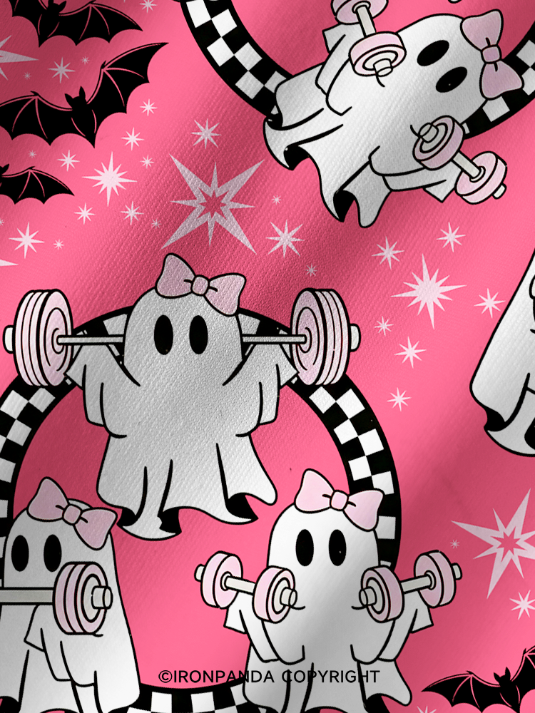 PINK HALLOWEEN POWER PARTY Printed Yoga Shorts