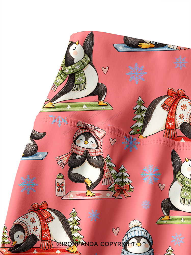 Cute Christmas Yoga Penguin Printed Yoga Pants