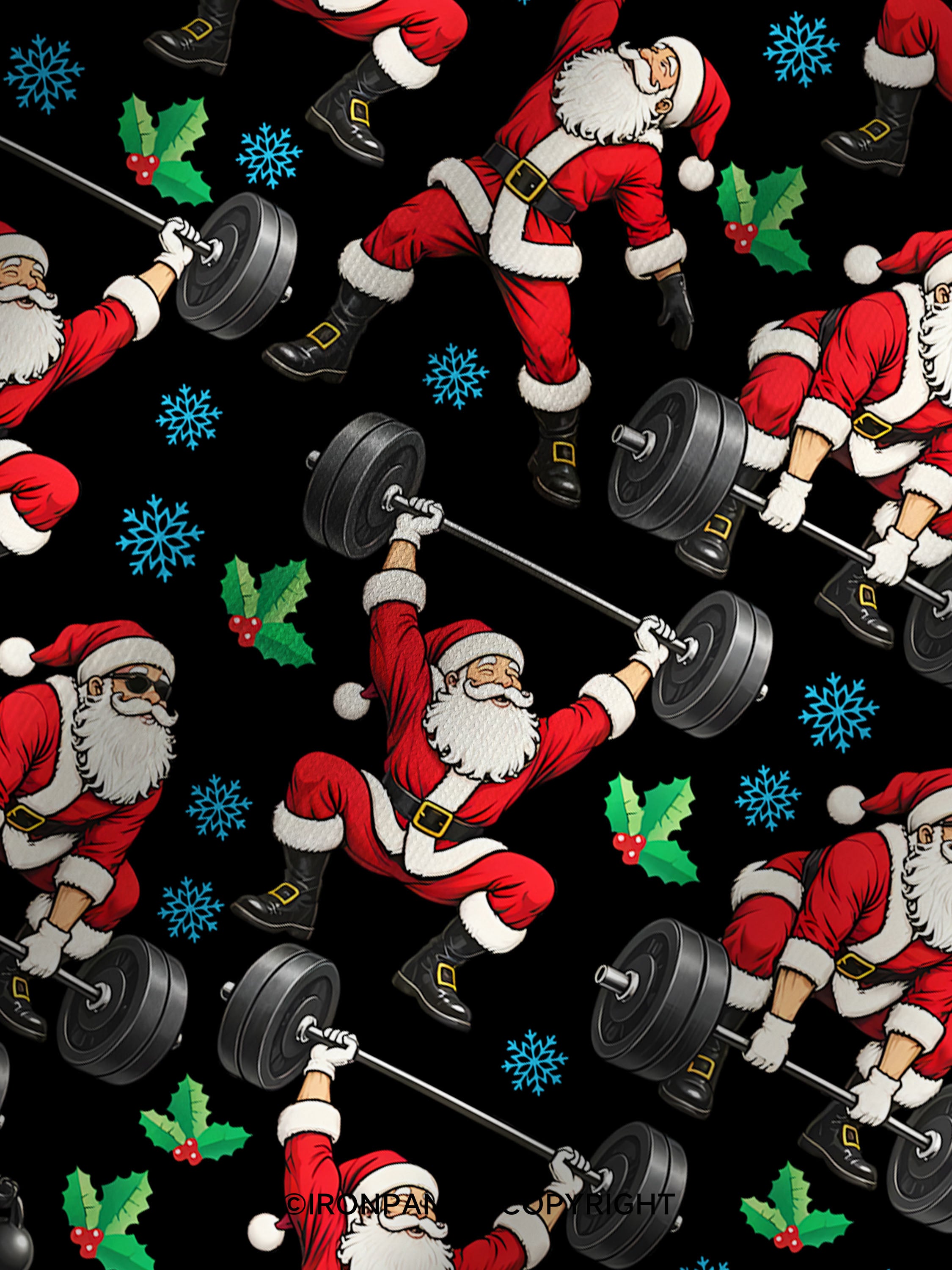 Santa Lifting Christmas Workout Printed Yoga Shorts