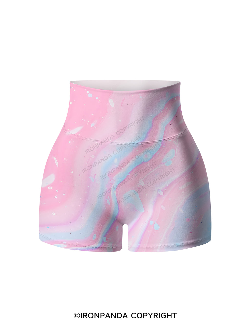 Pink Marble Printed Yoga Shorts