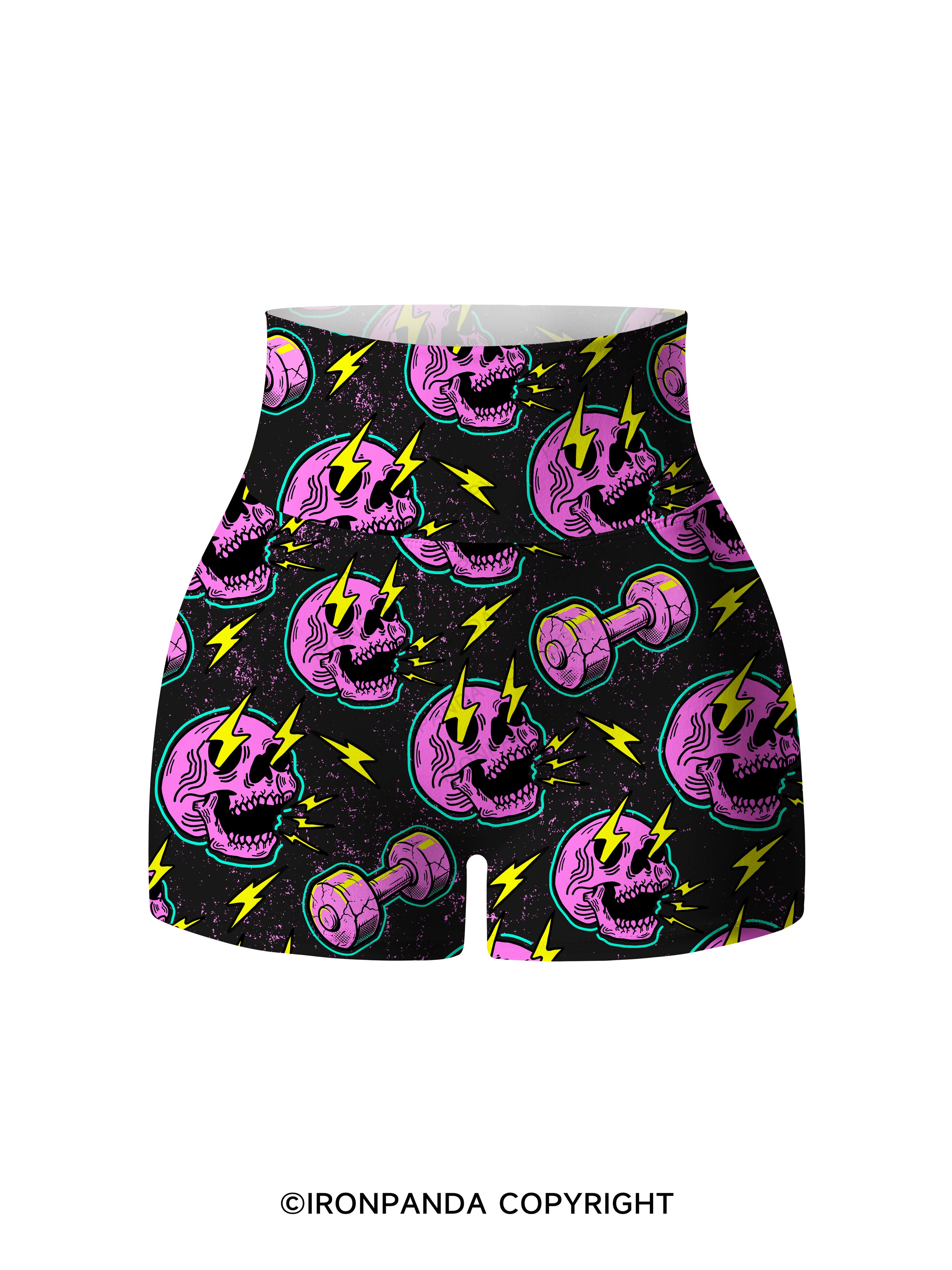 LIGHTNING SKELETON Printed Yoga Shorts
