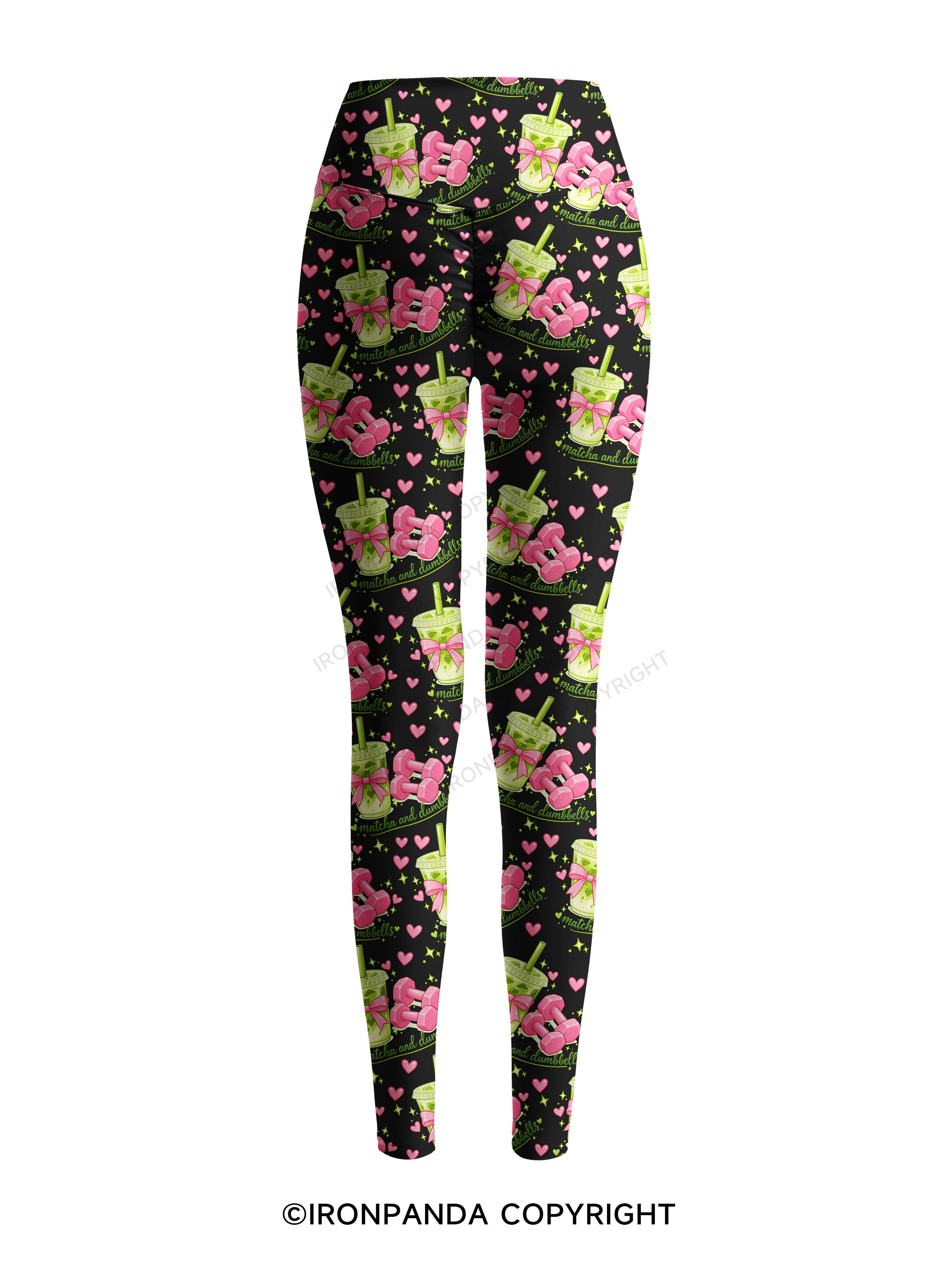 MATCHA AND DUMBBELL MATCHA LOVER Printed Yoga Pants