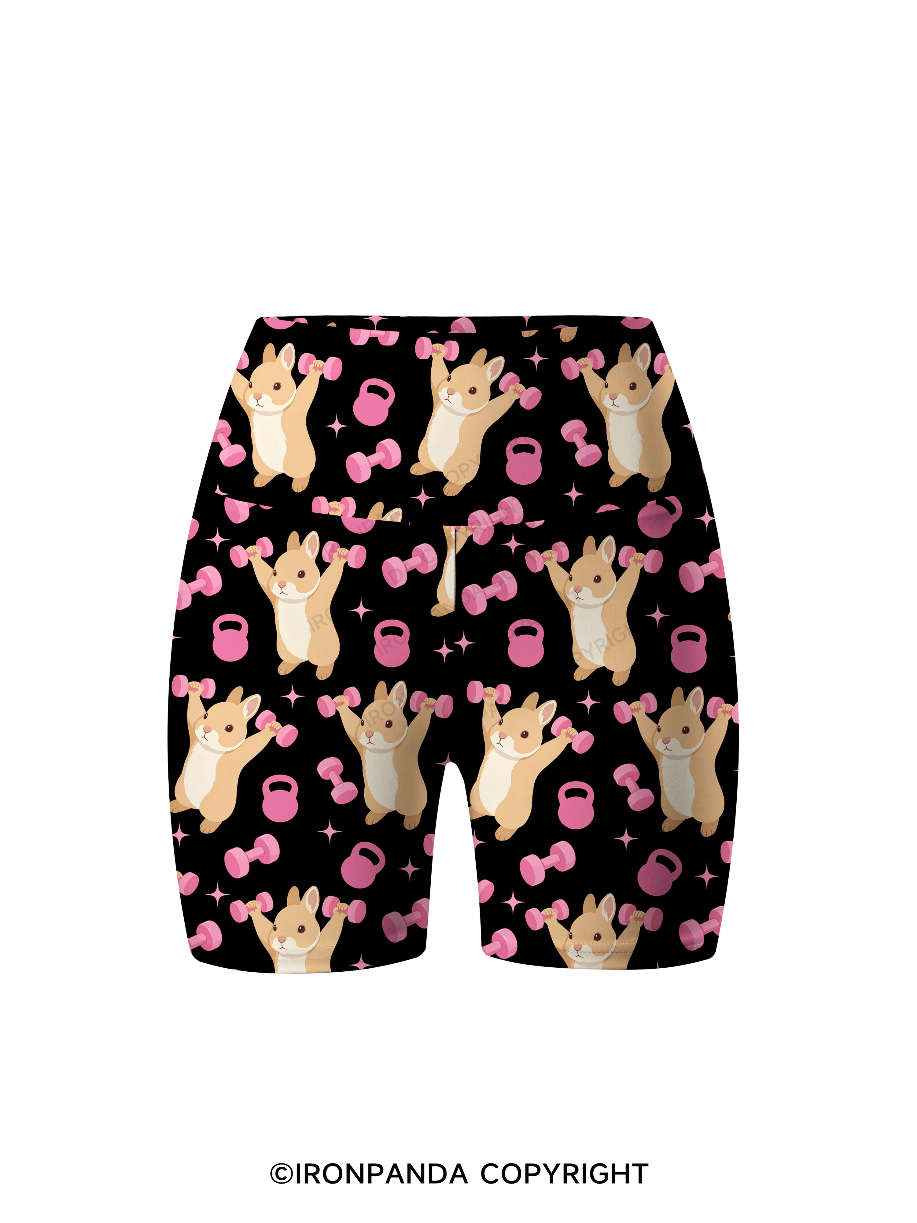 I AM A STRONG BUNNY Printed Yoga Cycling Shorts