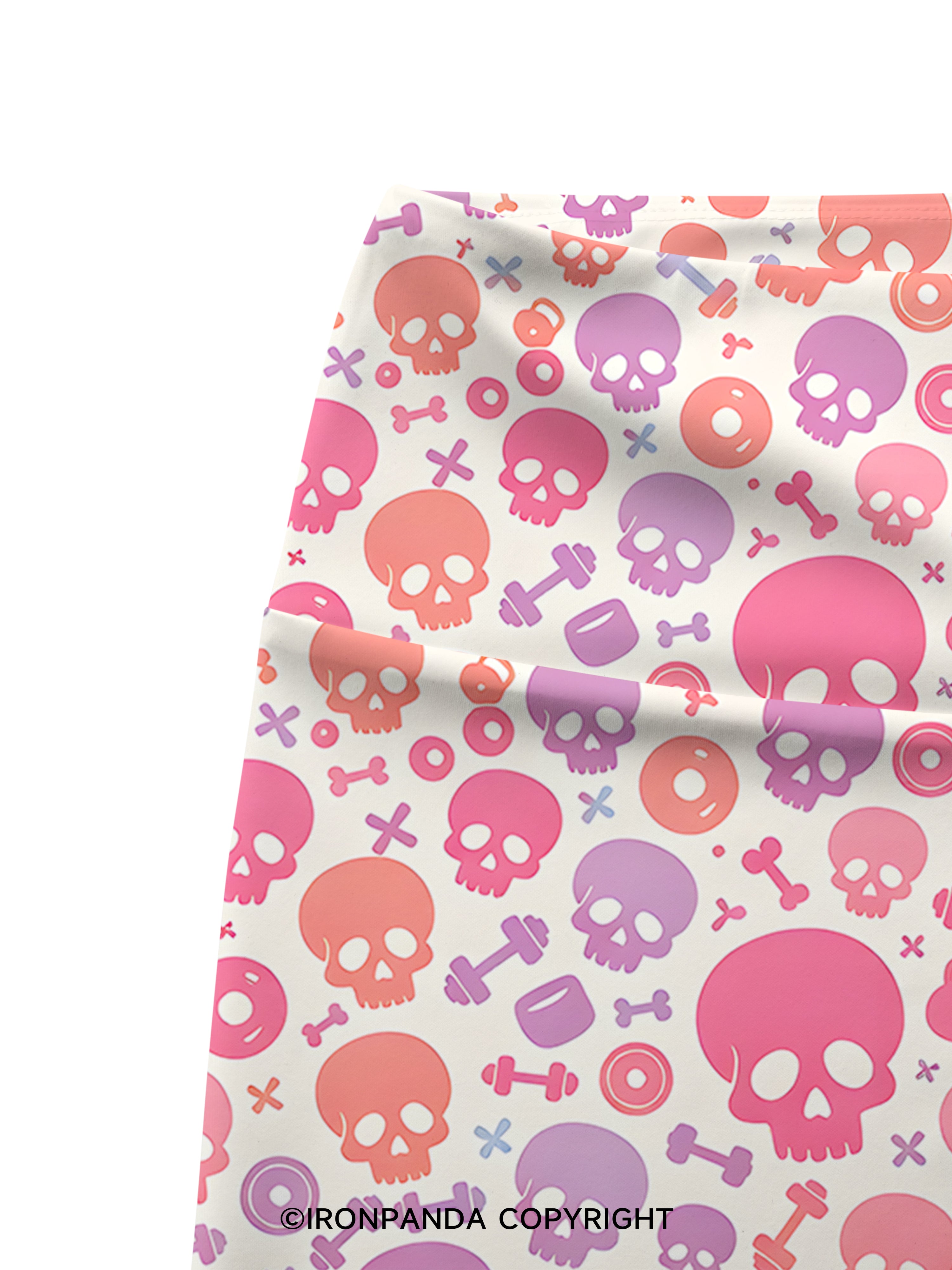 Pastel Skull Fitness Printed Yoga Cycling Shorts