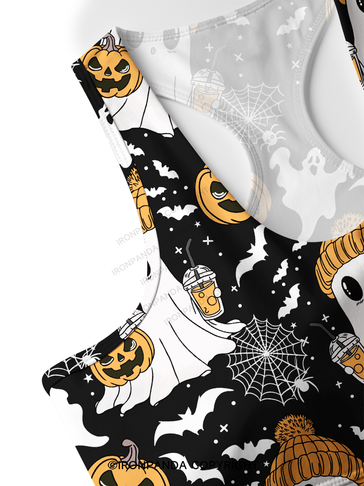 GHOST WITH ICED COFFEE Racerback Sports Bra