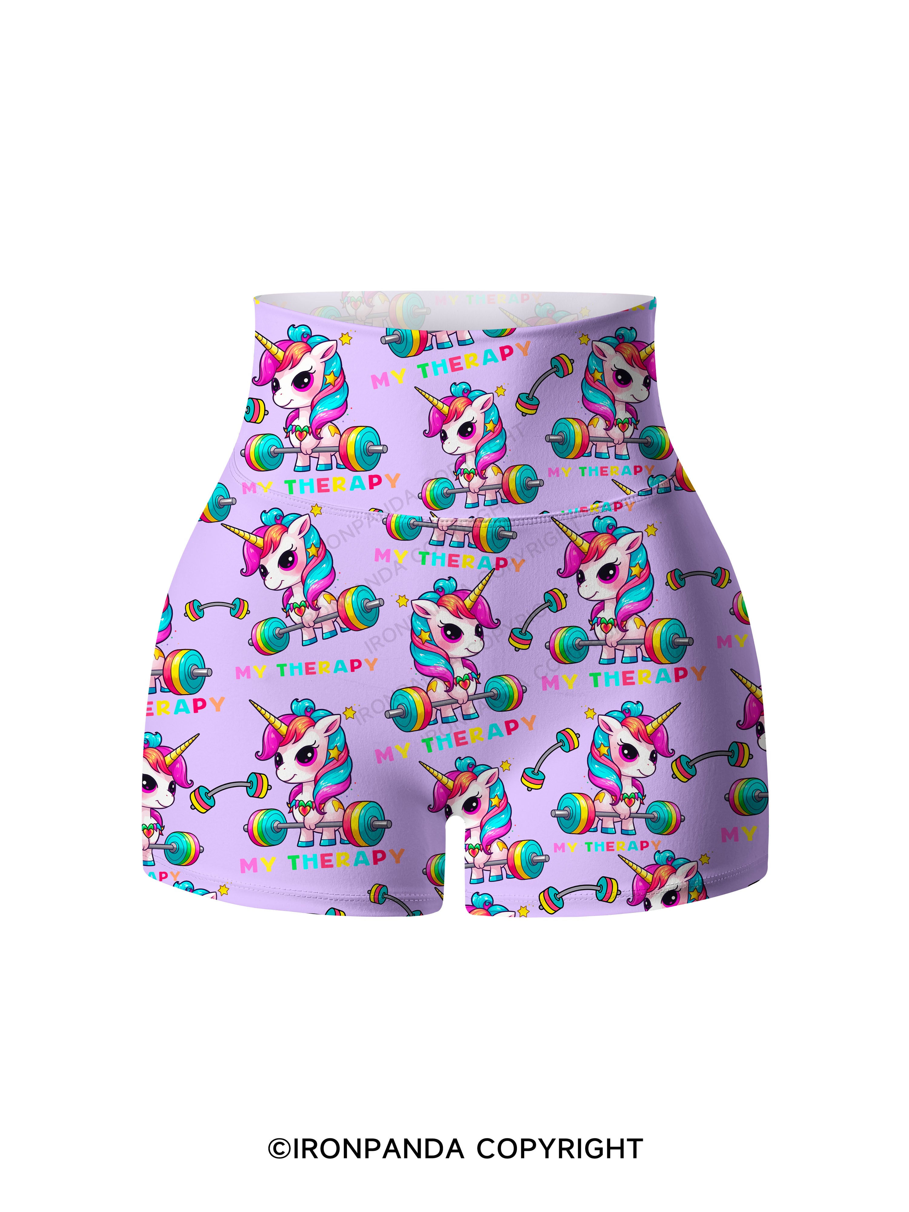 UNICORN MY THERAPY Printed Yoga Shorts