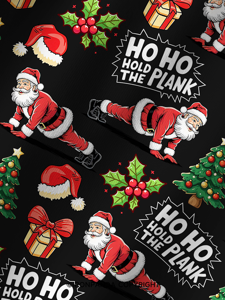 Ho Ho Hold the Plank Printed Yoga Shorts