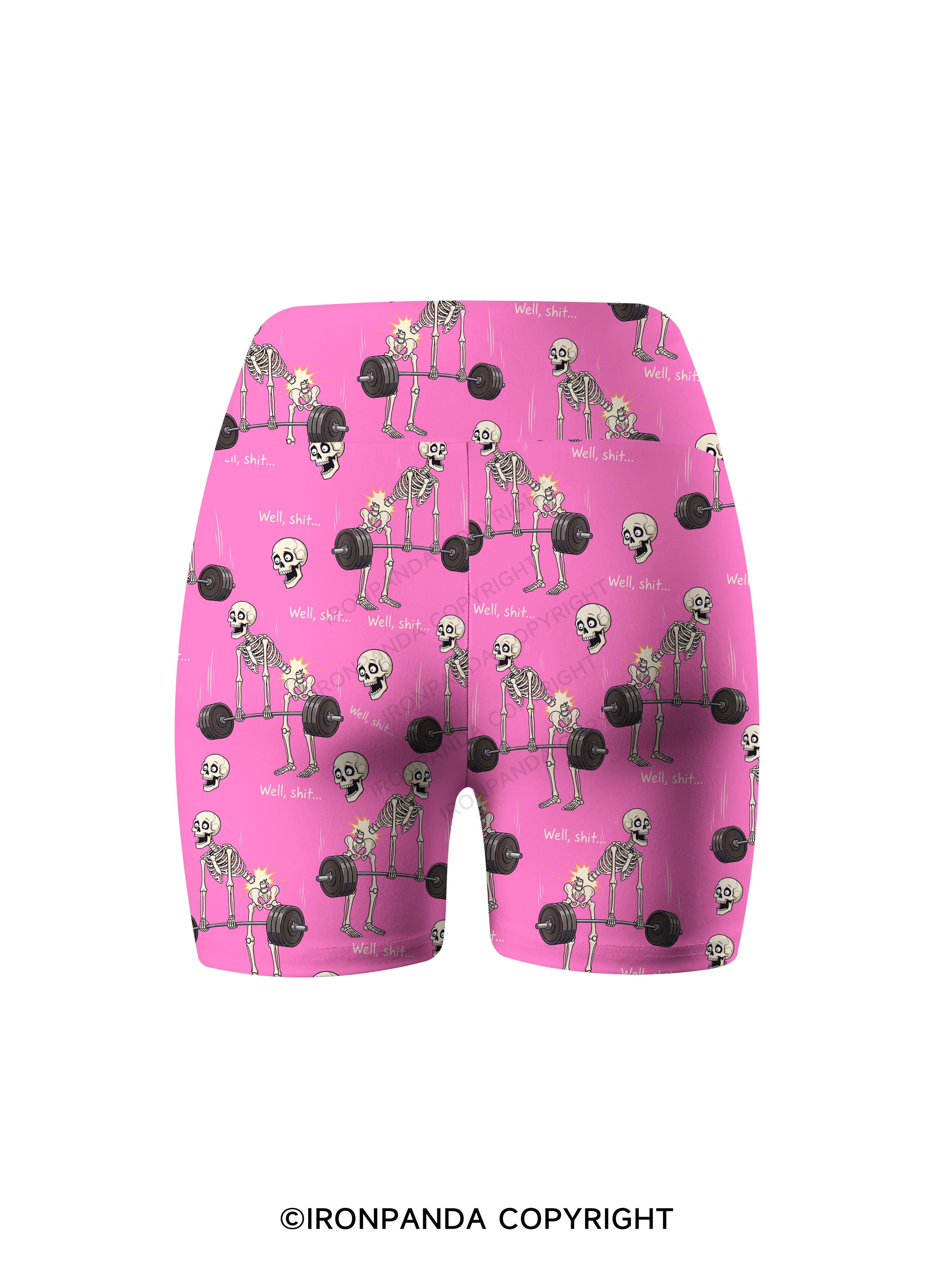 Well Shit Skeleton Deadlift Printed Yoga Cycling Shorts