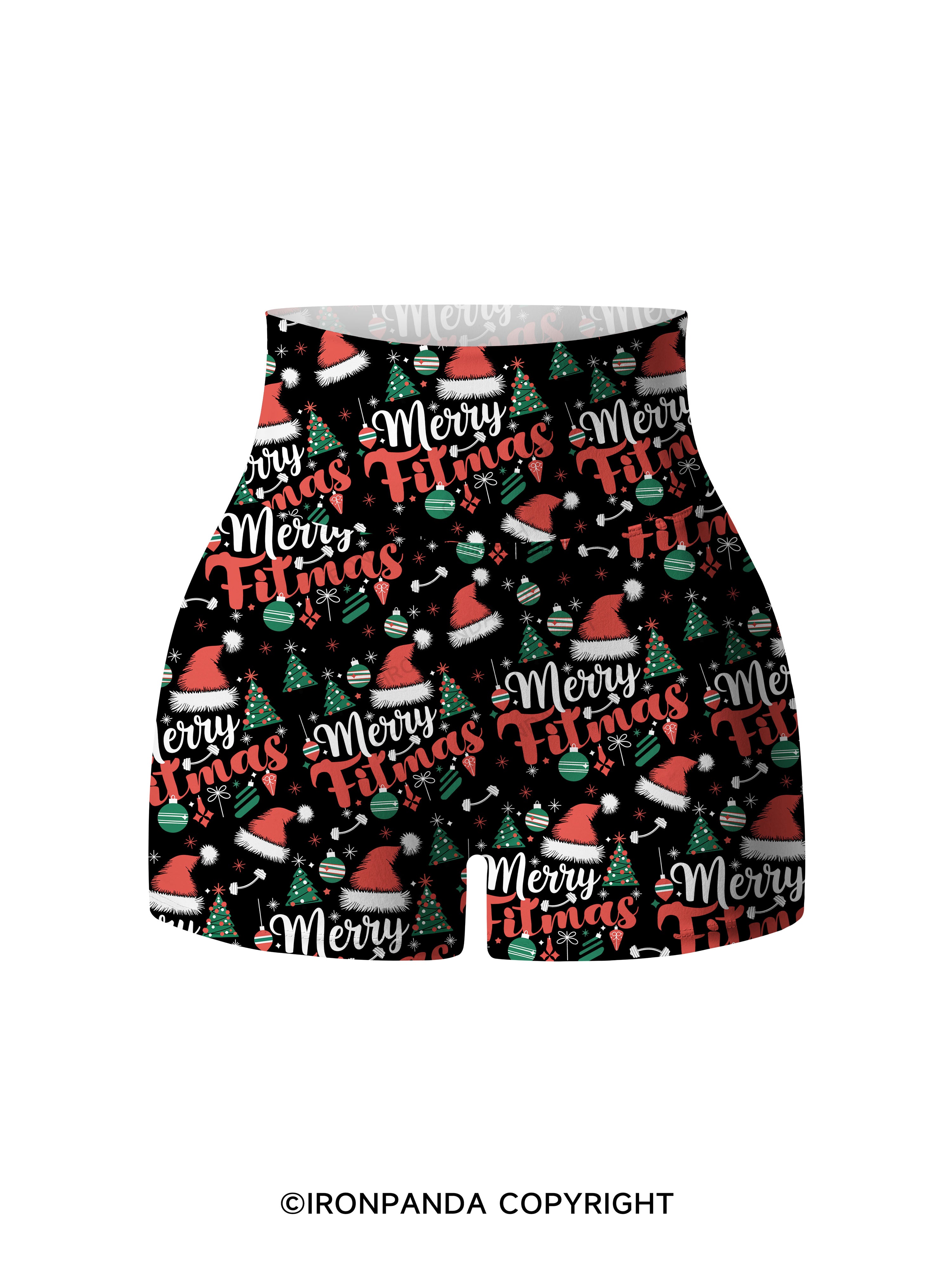 Merry Fitmas Printed Yoga Shorts