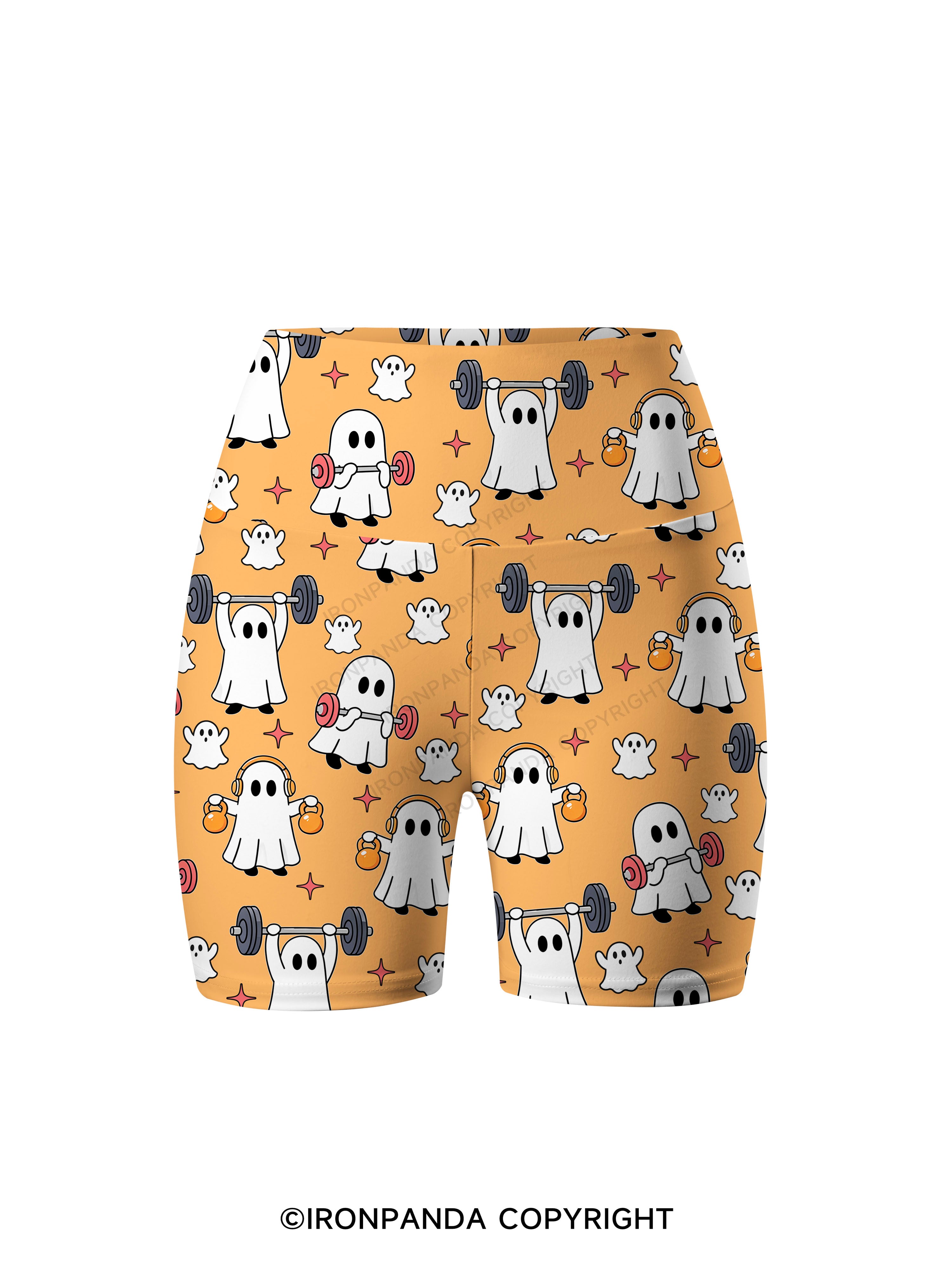 GHOST HALLOWEEN WORKOUT FITNESS Printed Yoga Cycling Shorts