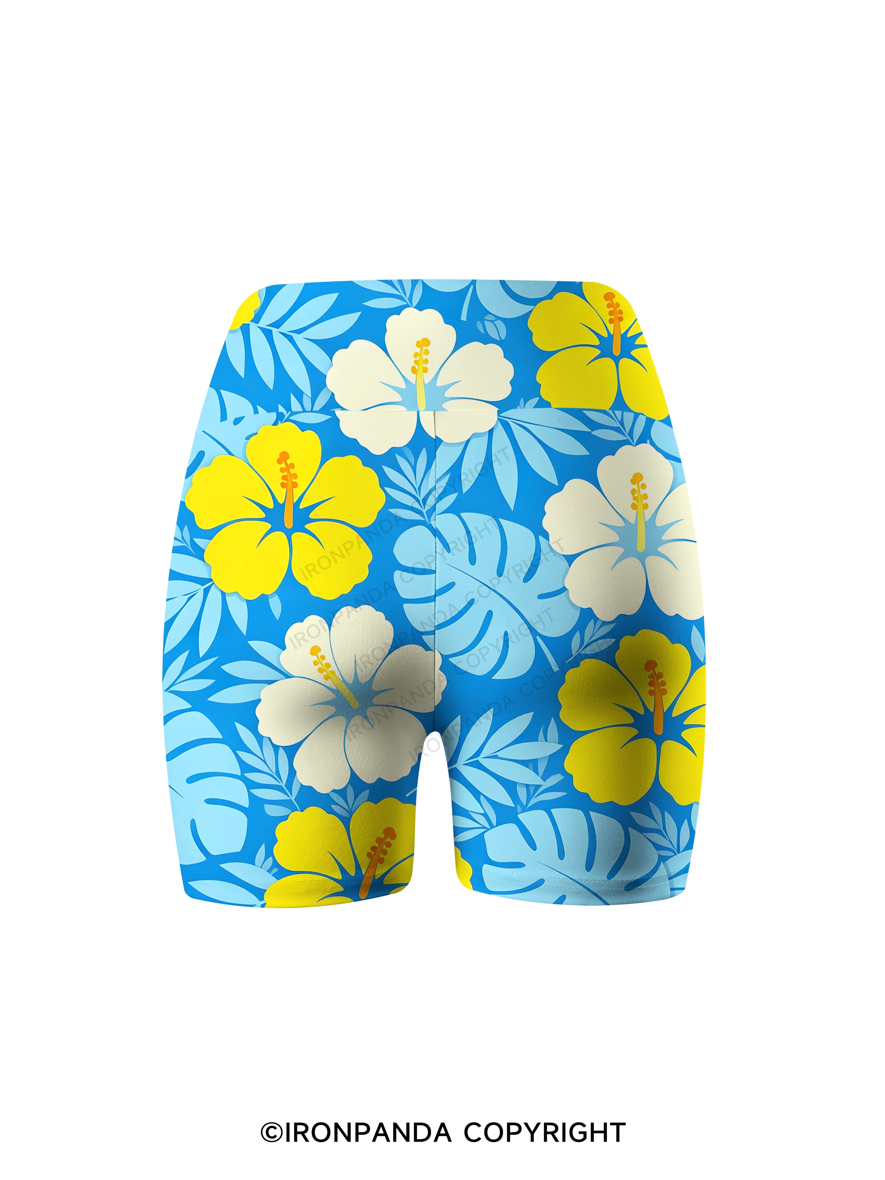Tropical Hibiscus Printed Yoga Cycling Shorts