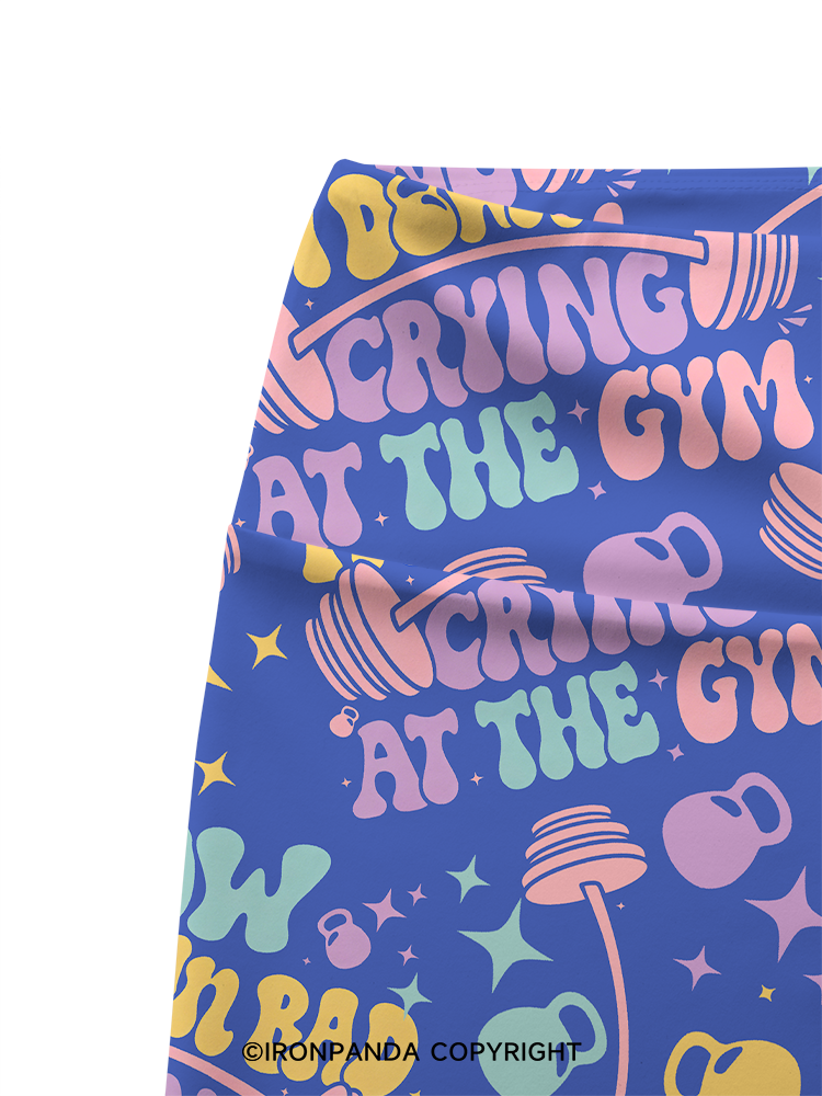 NOW I’M DOWN BAD CRYING AT THE GYM Printed Yoga Cycling Shorts