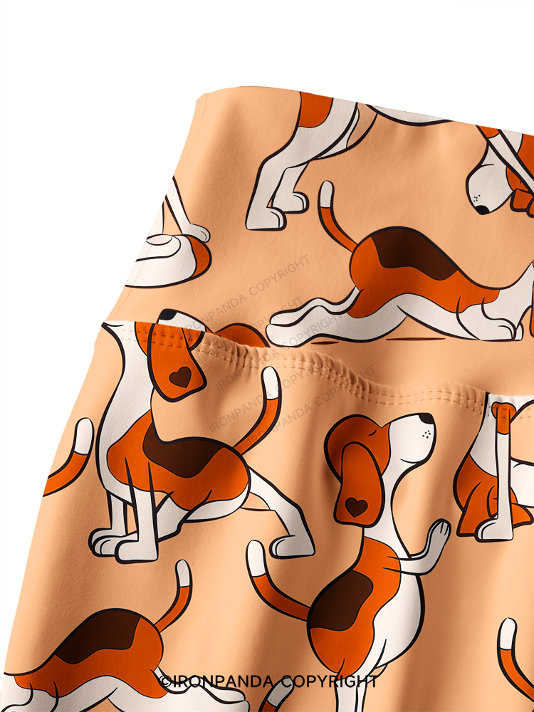 DOGGIE MEDITATION AND STRETCHING Printed Yoga Pants
