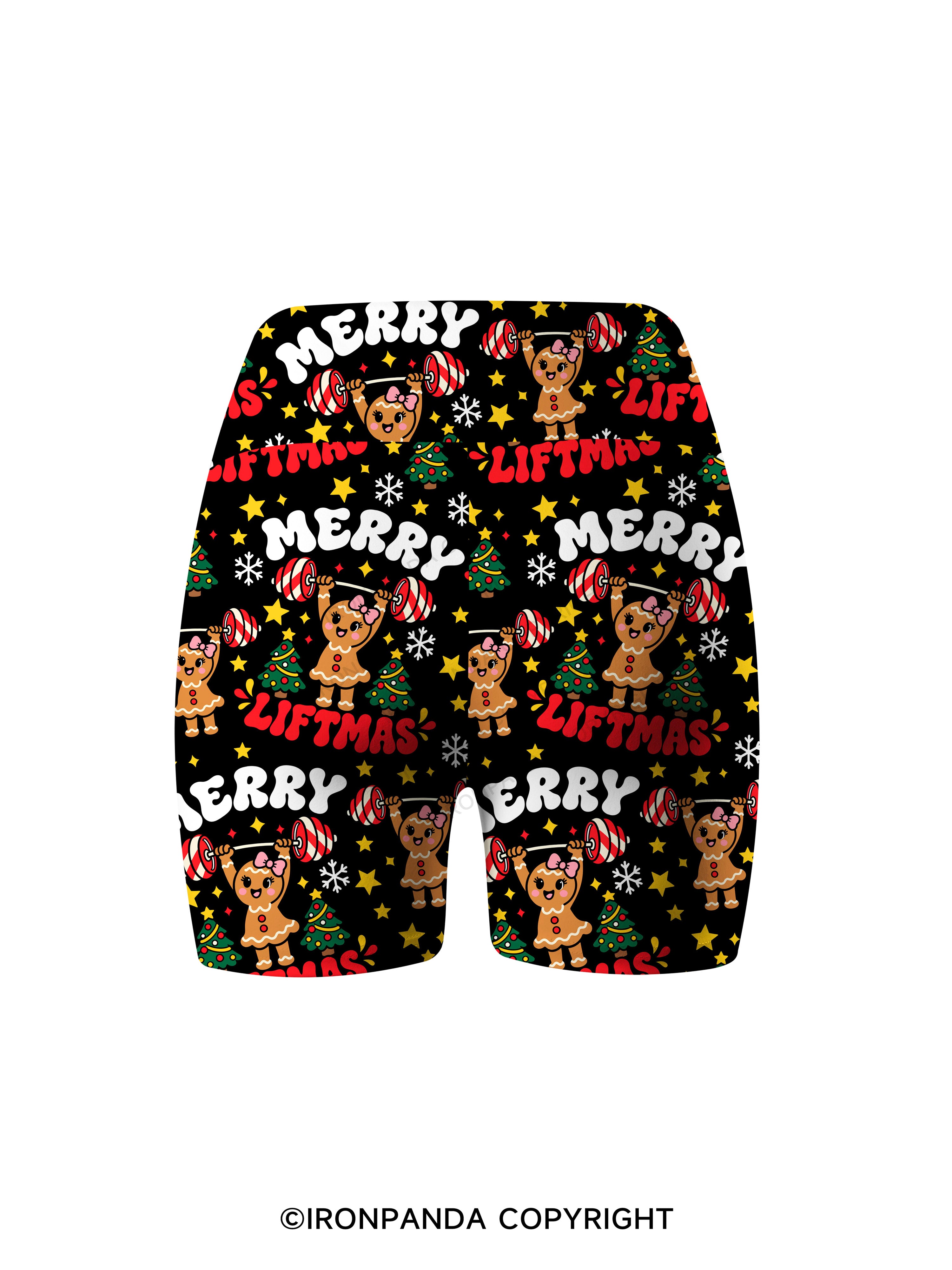 Merry Liftmas gingerbread  Printed Yoga Cycling Shorts