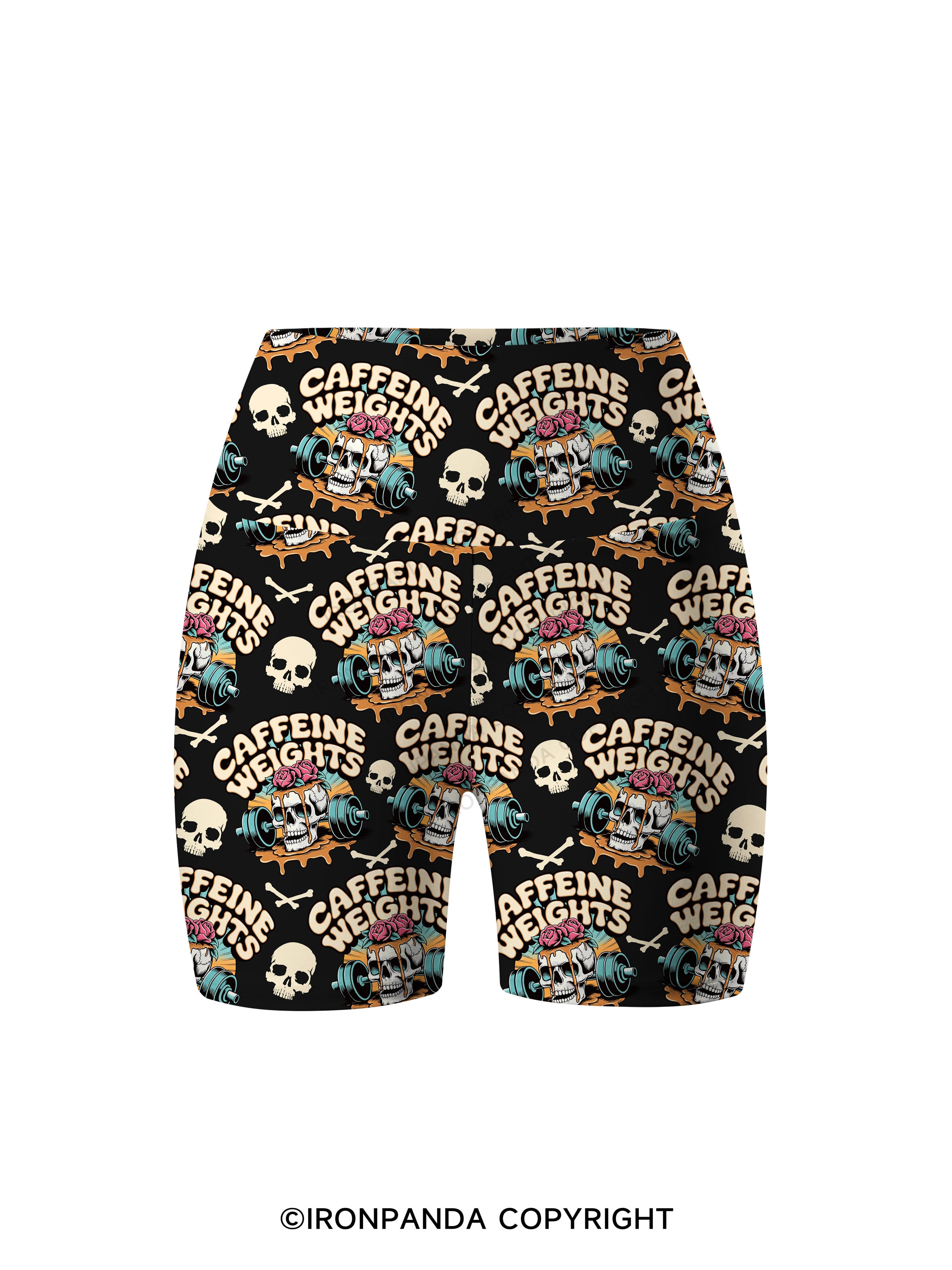 Caffeine weights skeleton Printed Yoga Cycling Shorts