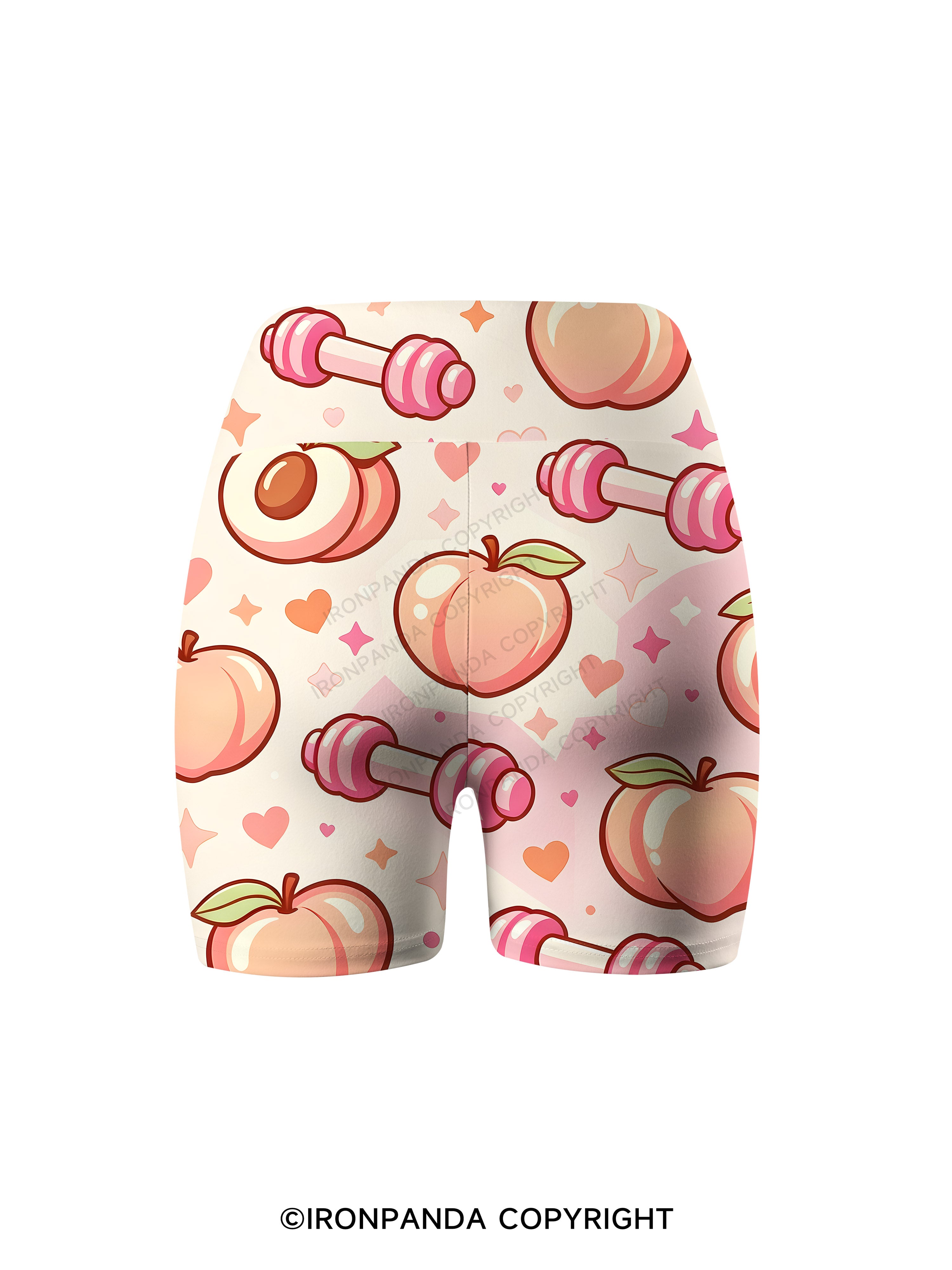 Peach Dumbbell Printed Yoga Cycling Shorts