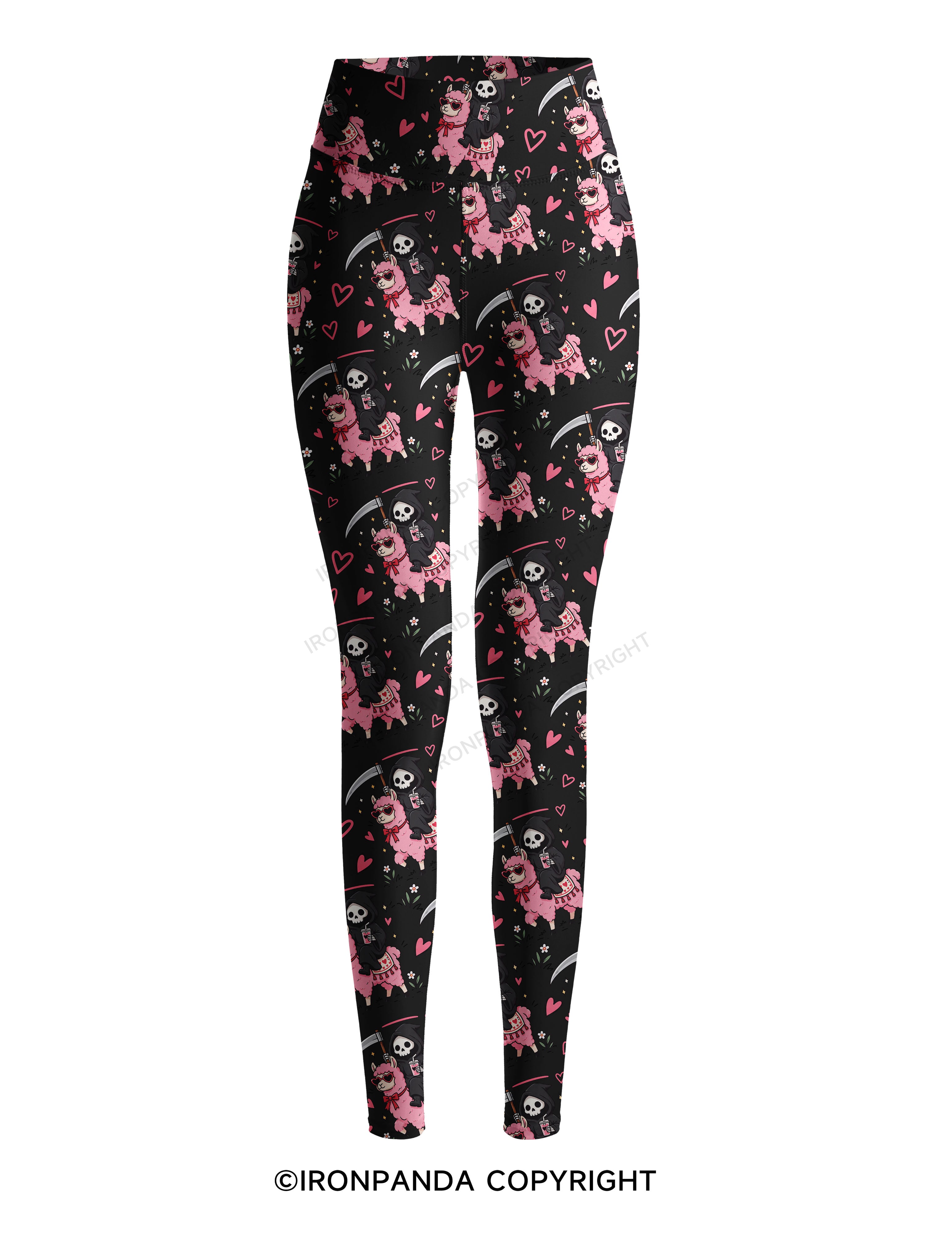 I LITERALLY HATE EVERYONE Grim Reaper Llama Halloween Printed Yoga Pants
