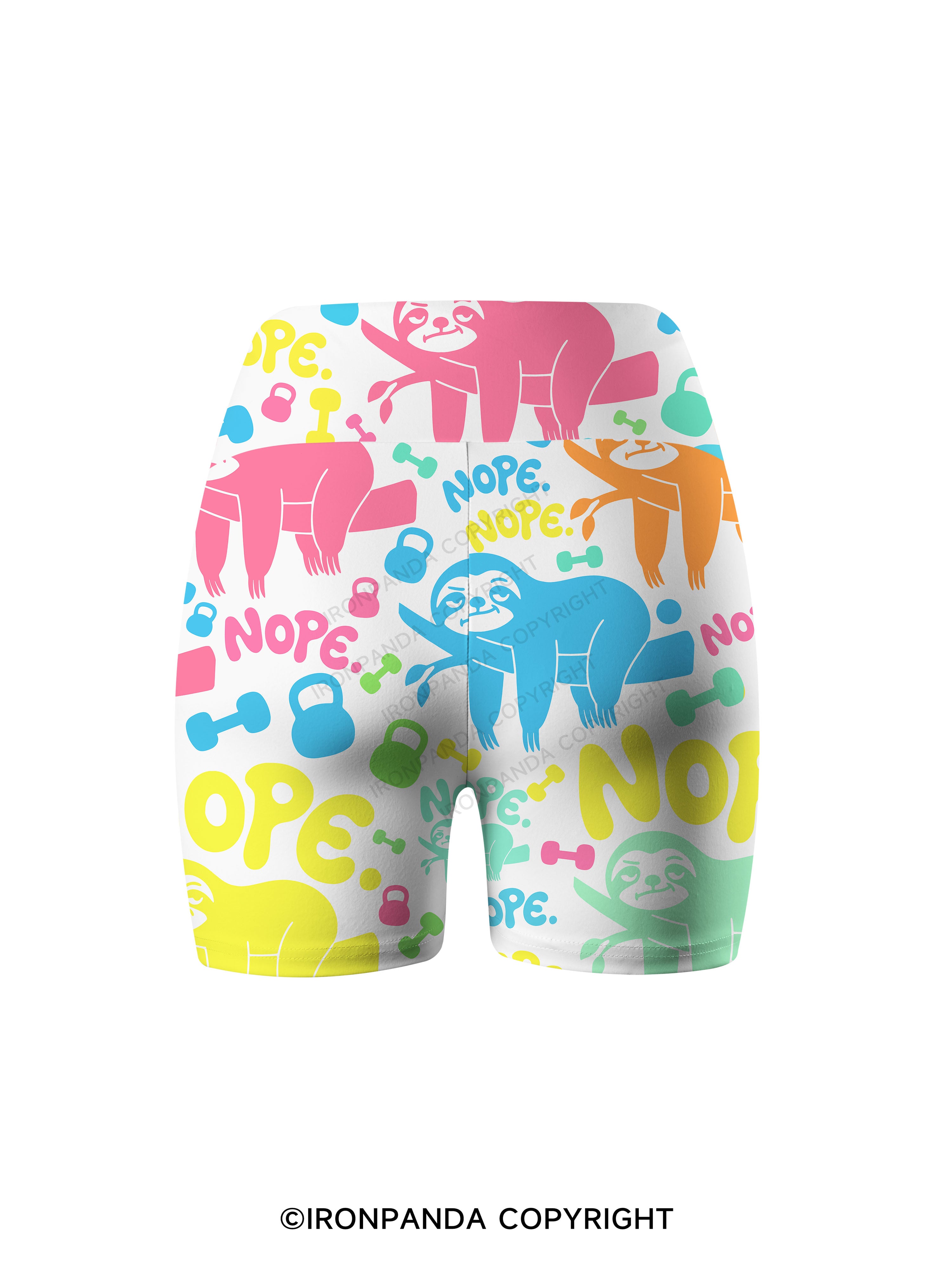 NO TODAY SLOTH Printed Yoga Cycling Shorts