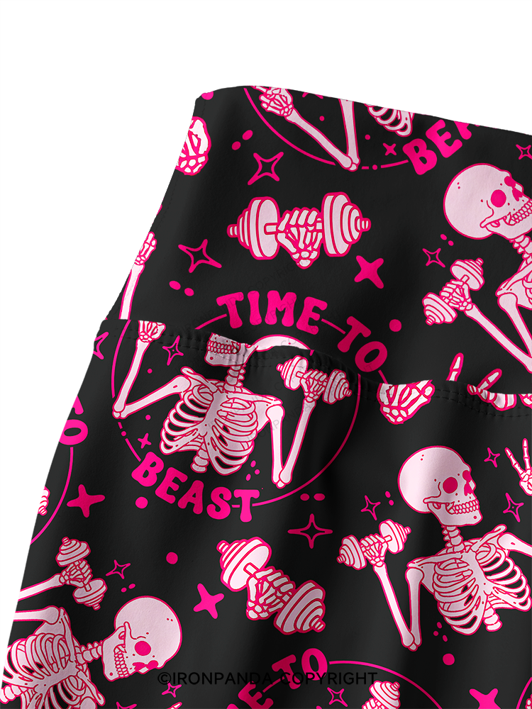 TIME TO BEAST Printed Yoga Pants