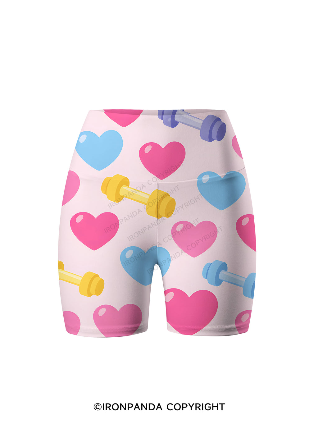 Sweet Heart & Dumbbell Printed Yoga Cycling Shorts