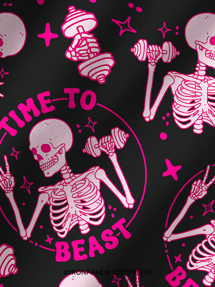 TIME TO BEAST Printed Yoga Shorts