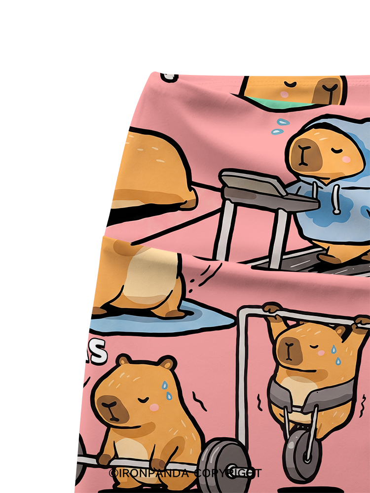 Fitness Capybara Printed Yoga Cycling Shorts