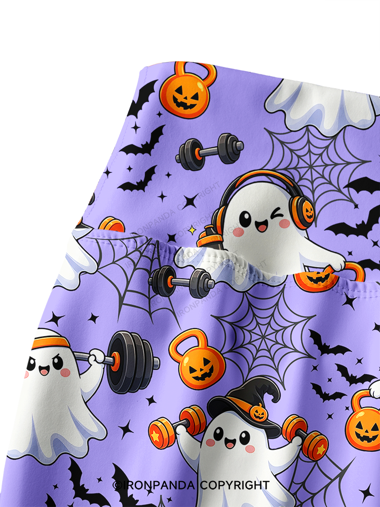 GHOST GYM OF PUMPKINS AND BARBELLS Printed Yoga Pants