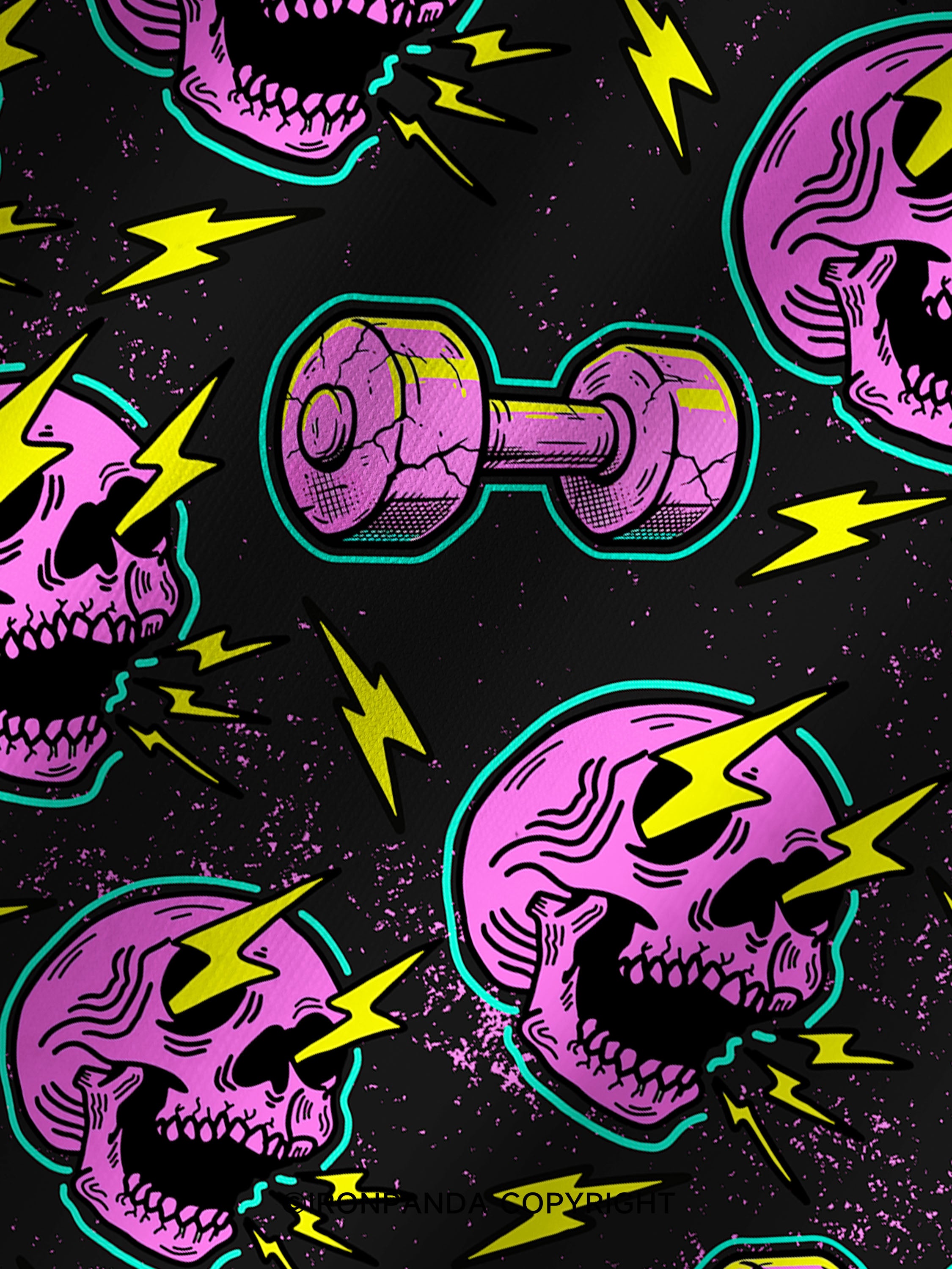 LIGHTNING SKELETON Printed Yoga Shorts
