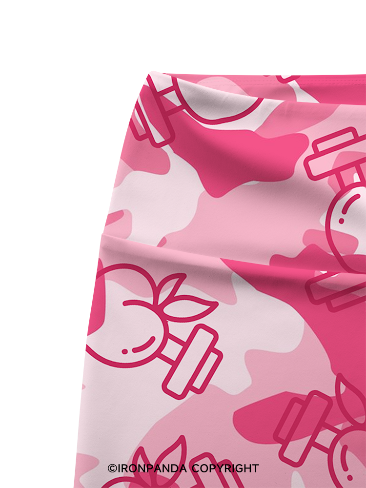 Pink Peach Printed Yoga Cycling Shorts
