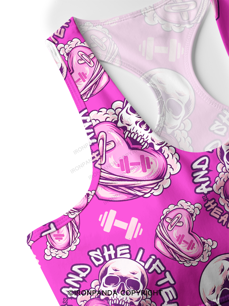 And She Lifted Heavily Ever After Racerback Sports Bra