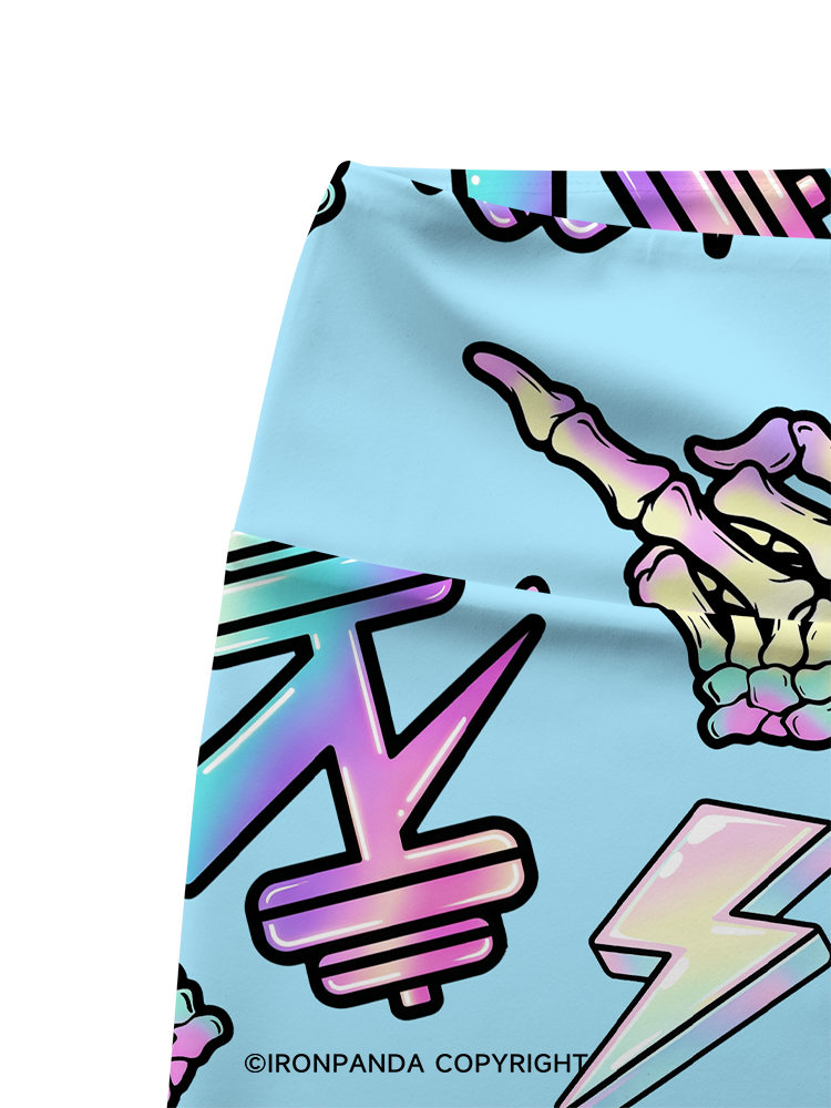 Rebellious Skeleton Printed Yoga Cycling Shorts