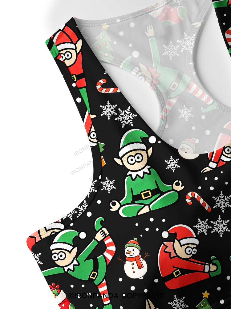Funny Christmas Elf Racerback Sports Bra