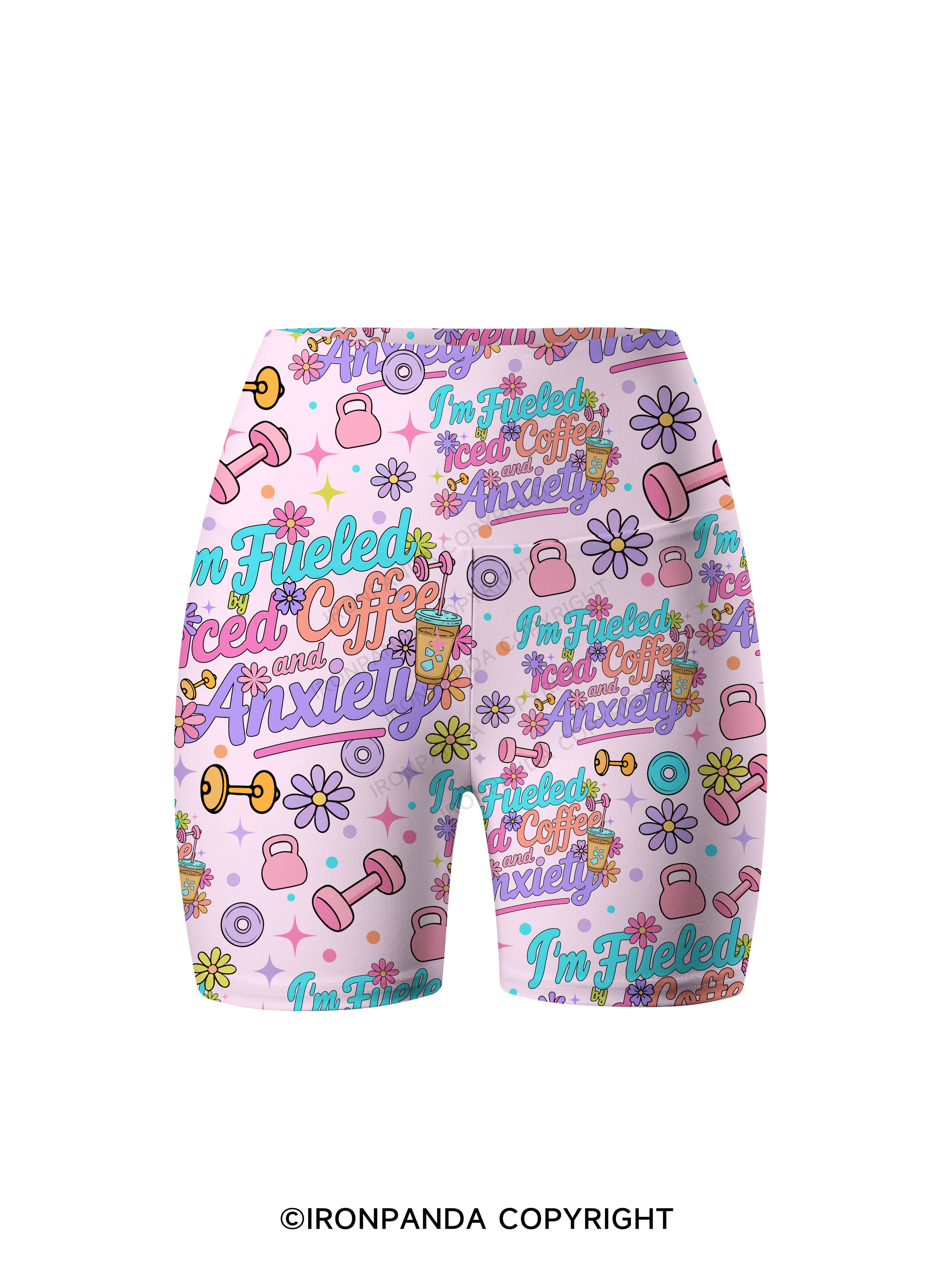 Fueled by Iced Coffee and Anxiety Printed Yoga Cycling Shorts