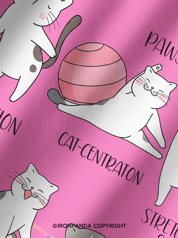 Funny Cats Pilates Printed Yoga Shorts