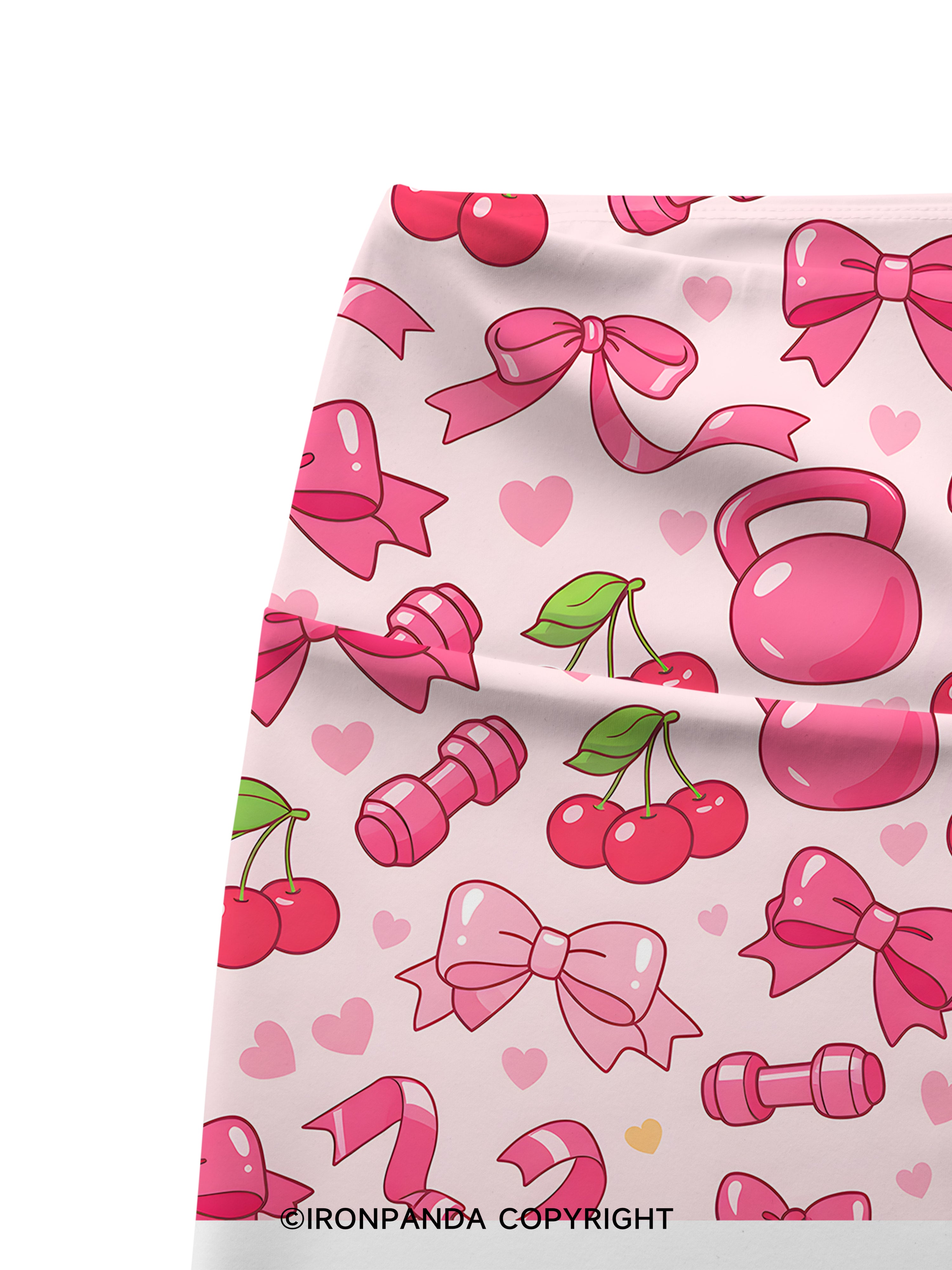 Coquette Cherry Dumbbell Printed Yoga Cycling Shorts