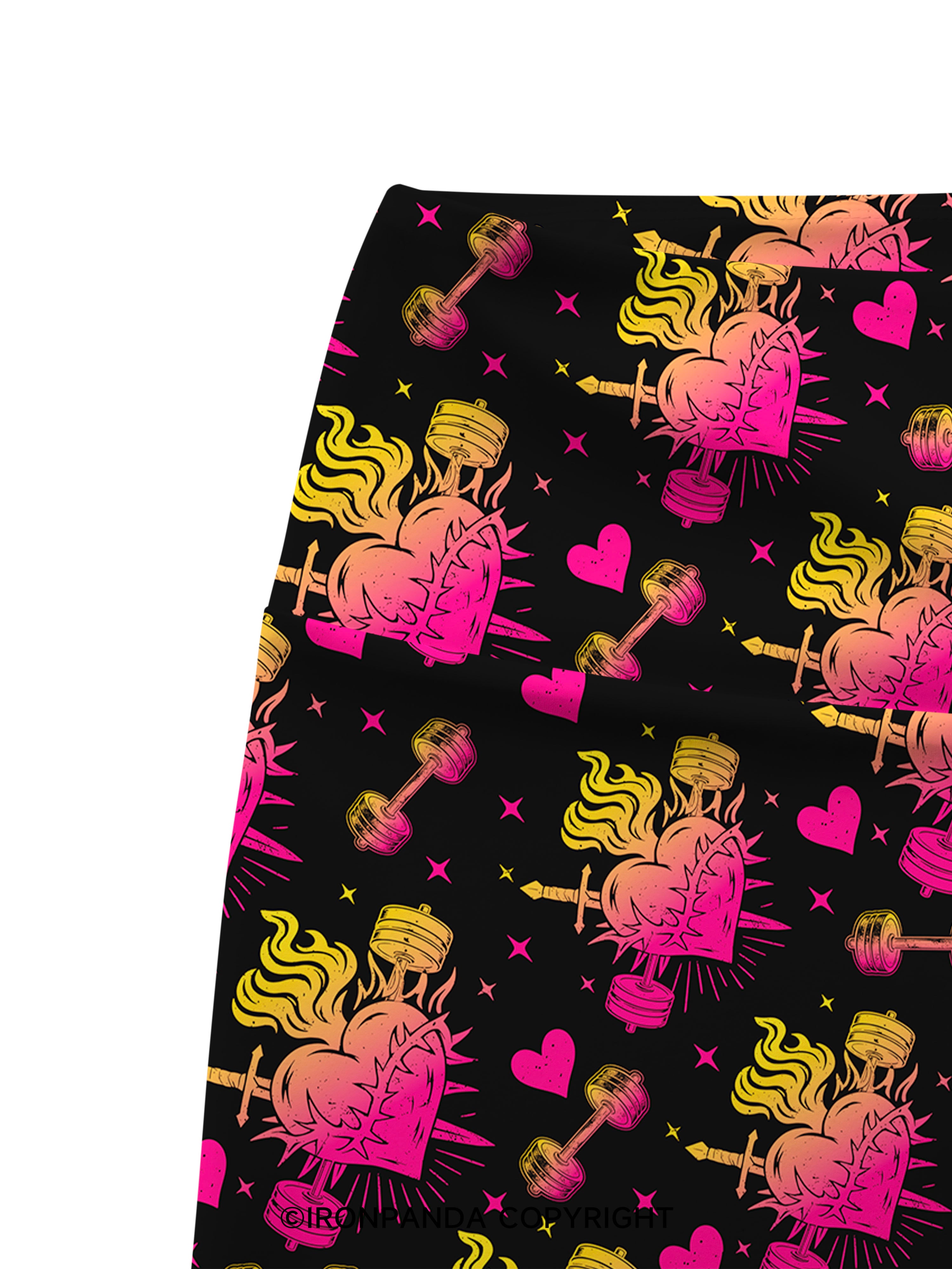 IRON HEART WITH FIRE Printed Yoga Cycling Shorts
