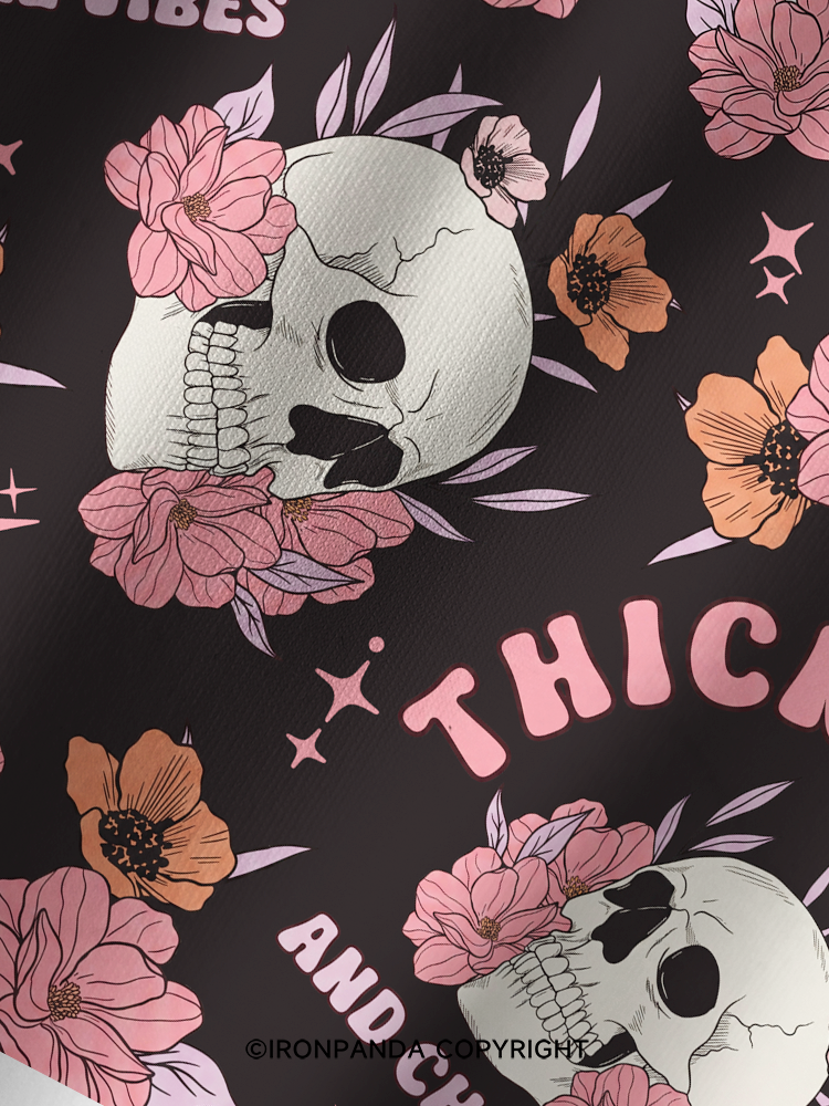 THICK THIGHS AND CHILL VIBES Printed Yoga Shorts