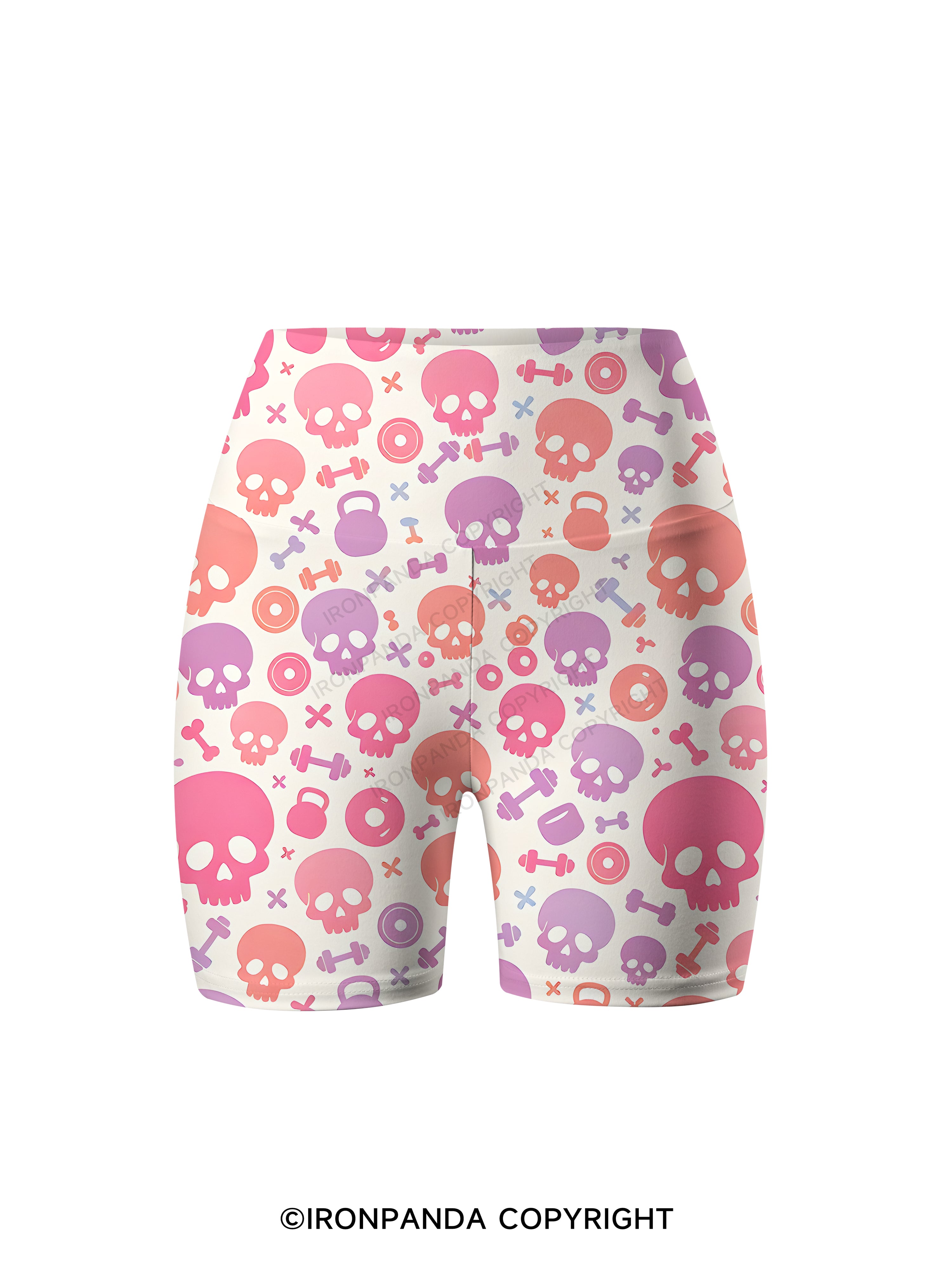 Pastel Skull Fitness Printed Yoga Cycling Shorts