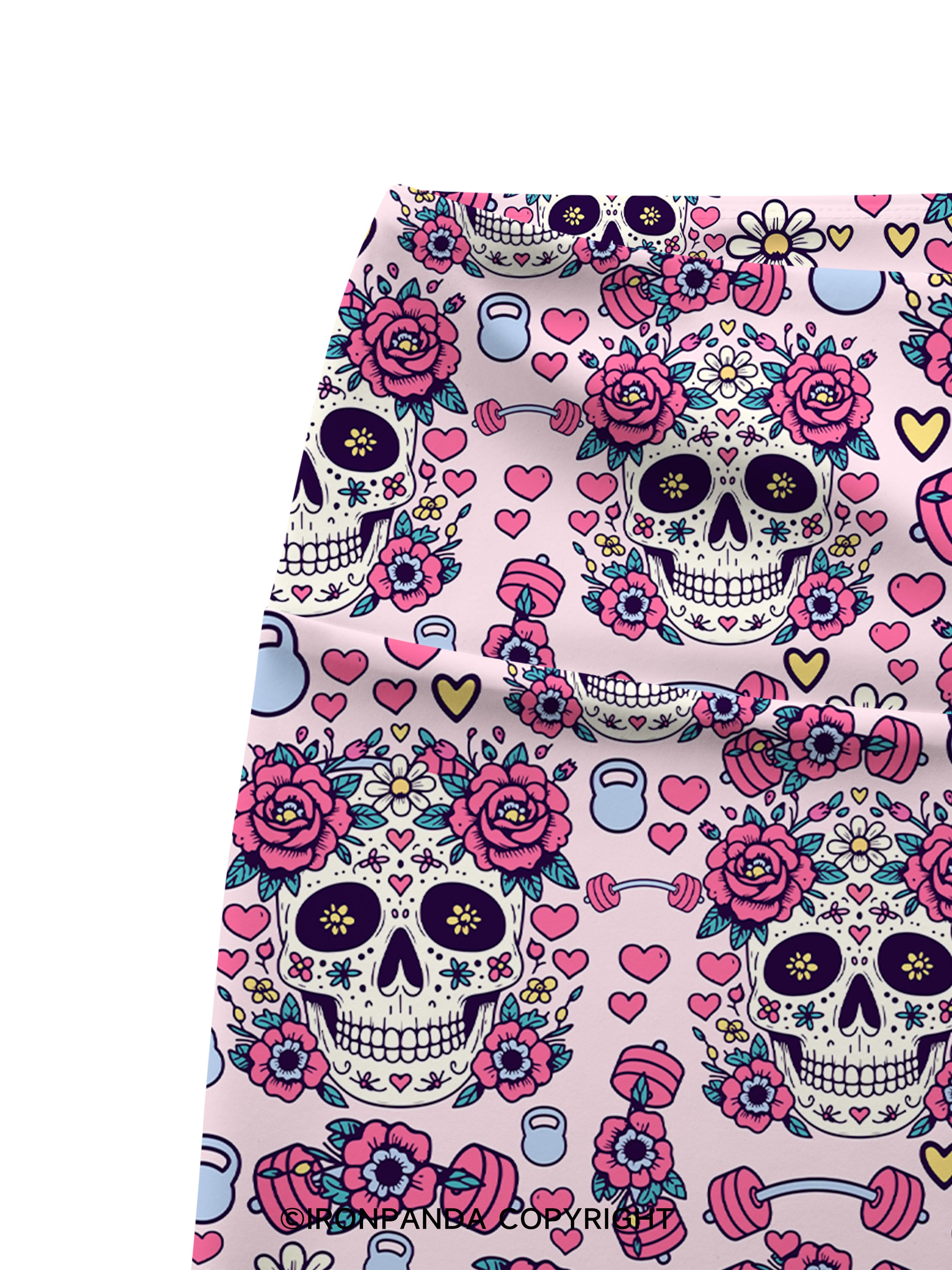 Floral Skull Fitness Printed Yoga Cycling Shorts